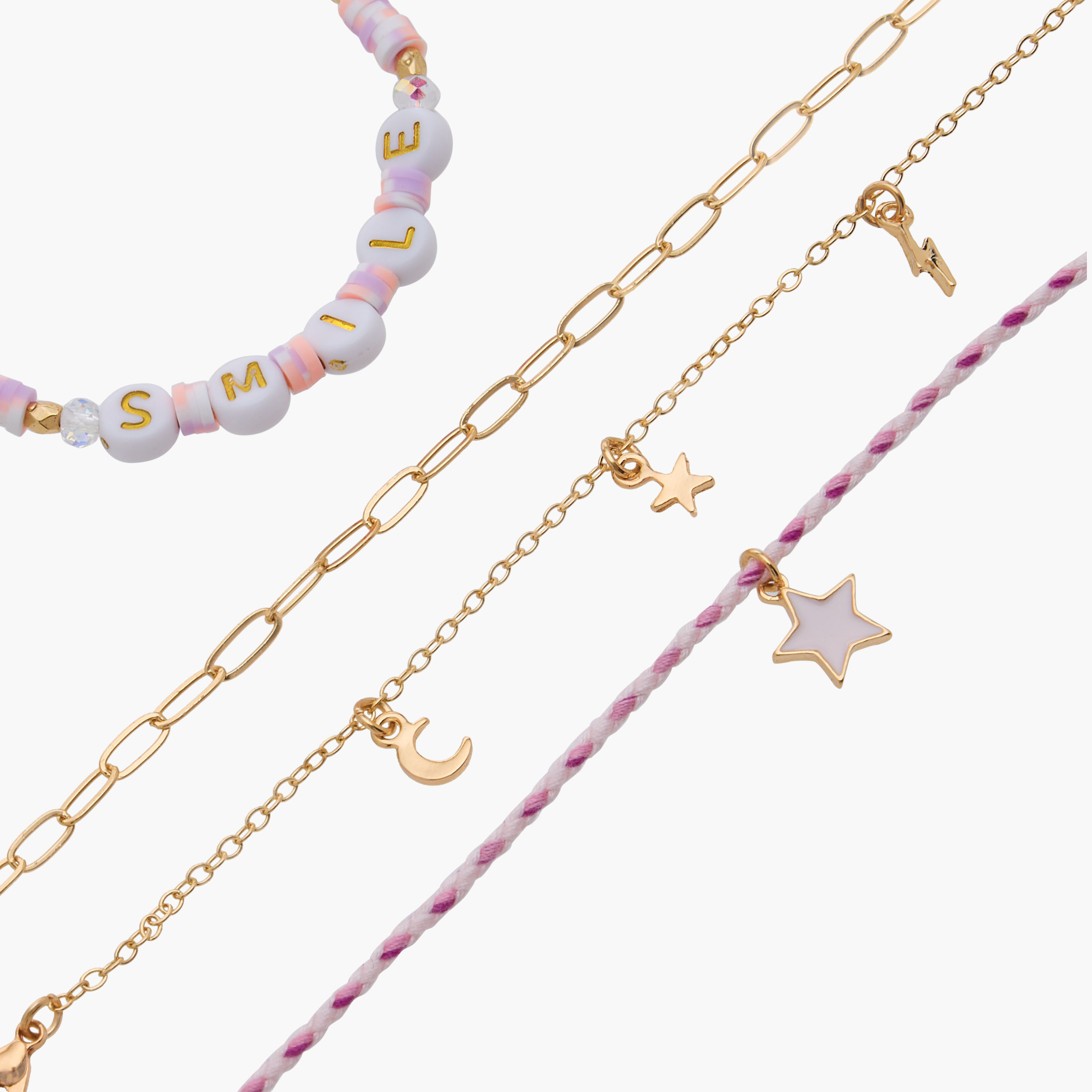 Pack of 4 Charmz Bracelet with Charm Detail-girls-accessories-jewellery-image-10