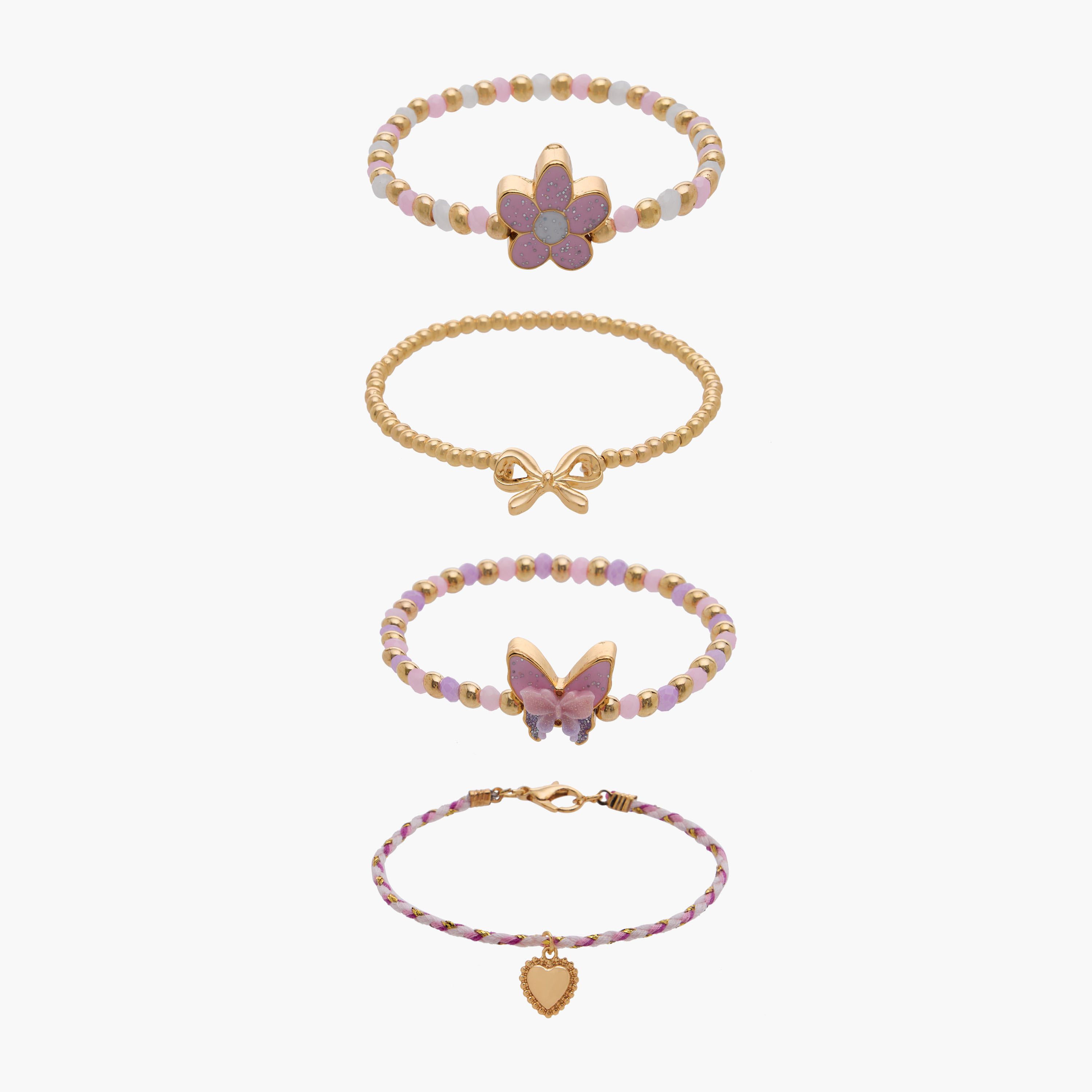 Pack of 4 Charmz Bracelet with Bead Detail-girls-accessories-jewellery-image-1
