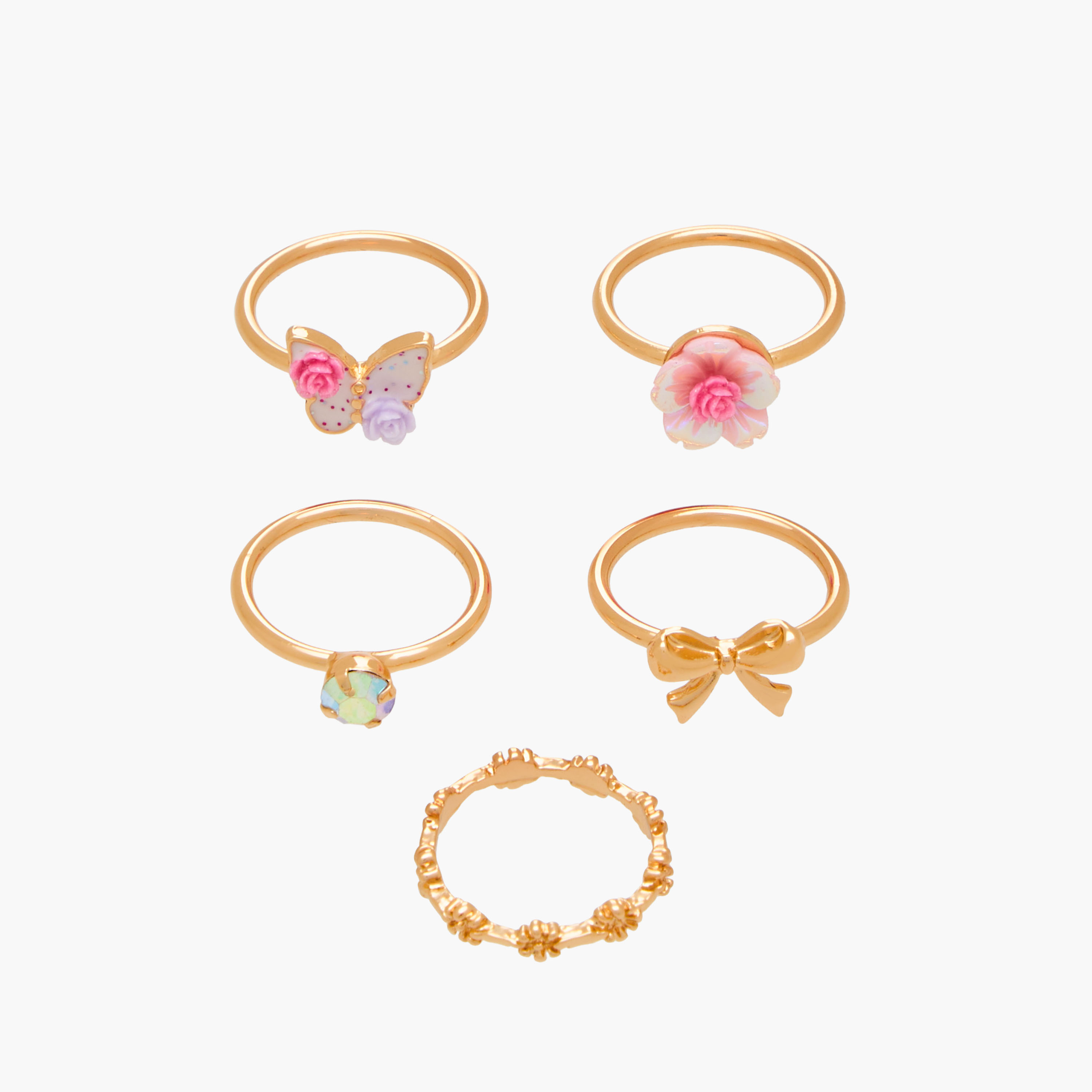 Pack of 5 Charmz Ring with Embellishments-girls-accessories-jewellery-image-1