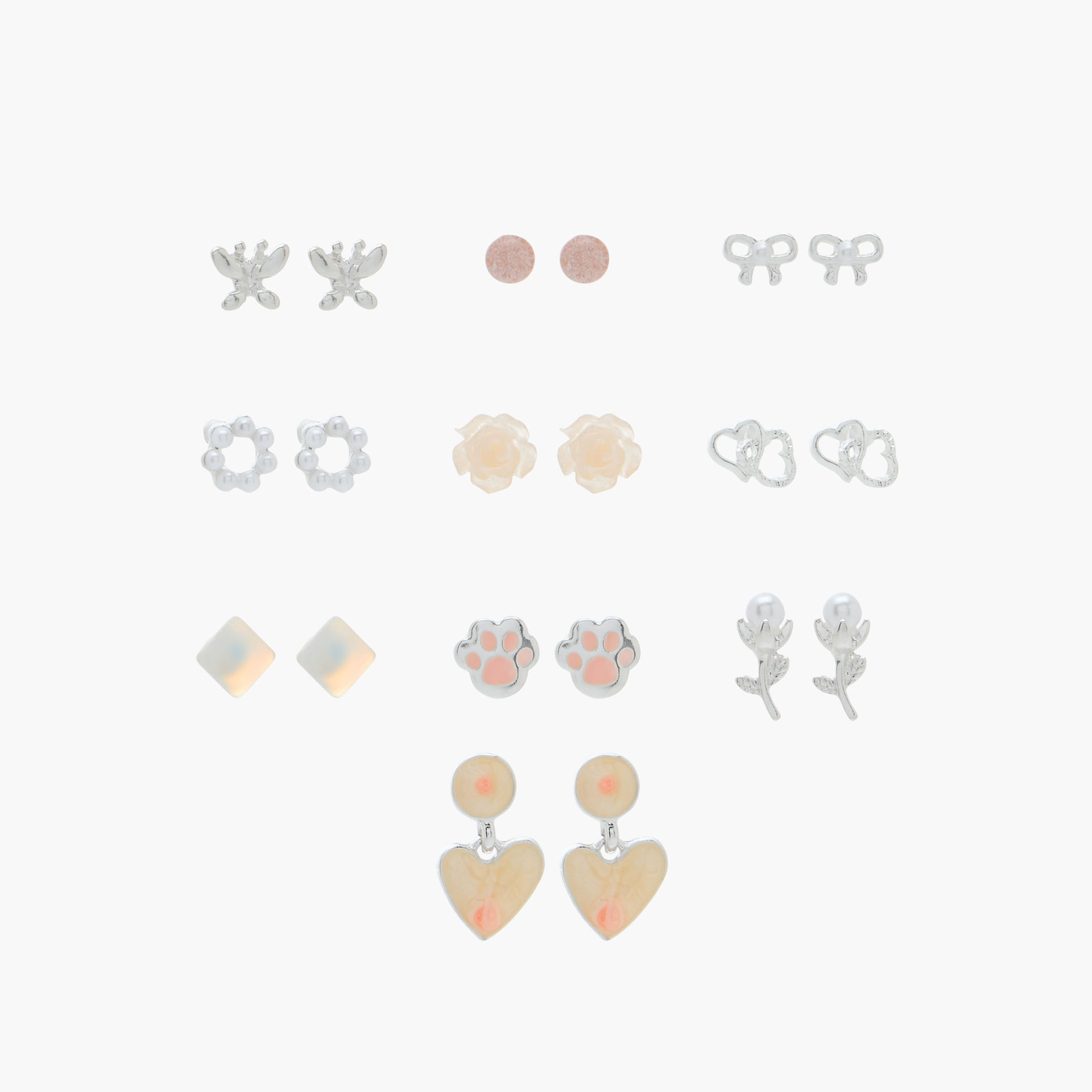 Pack of 10 Charmz Earrings with Pushback Closure-girls-accessories-jewellery-image-1