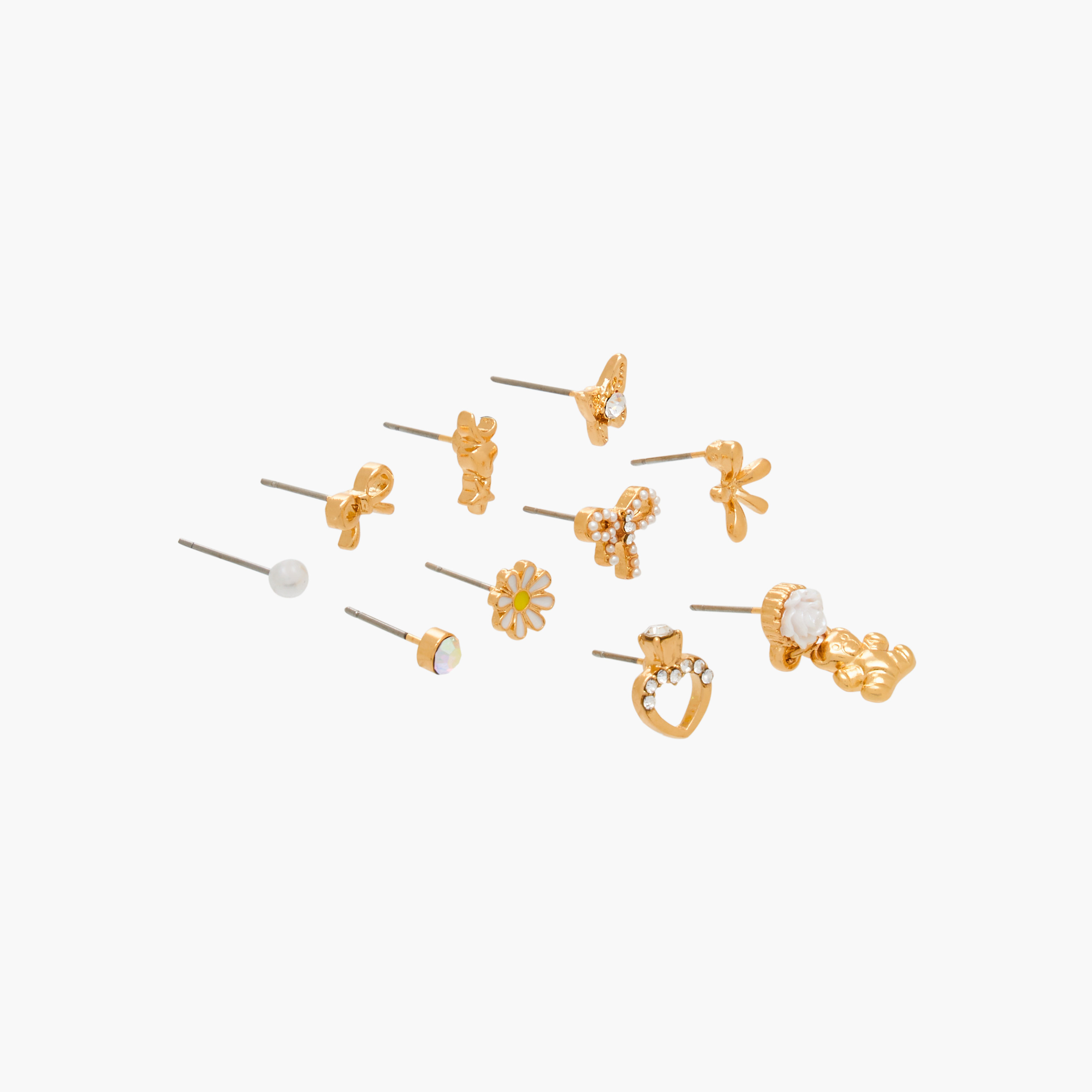 Pack of 10 Charmz Earrings with Pushback Closure-girls-accessories-jewellery-image-2