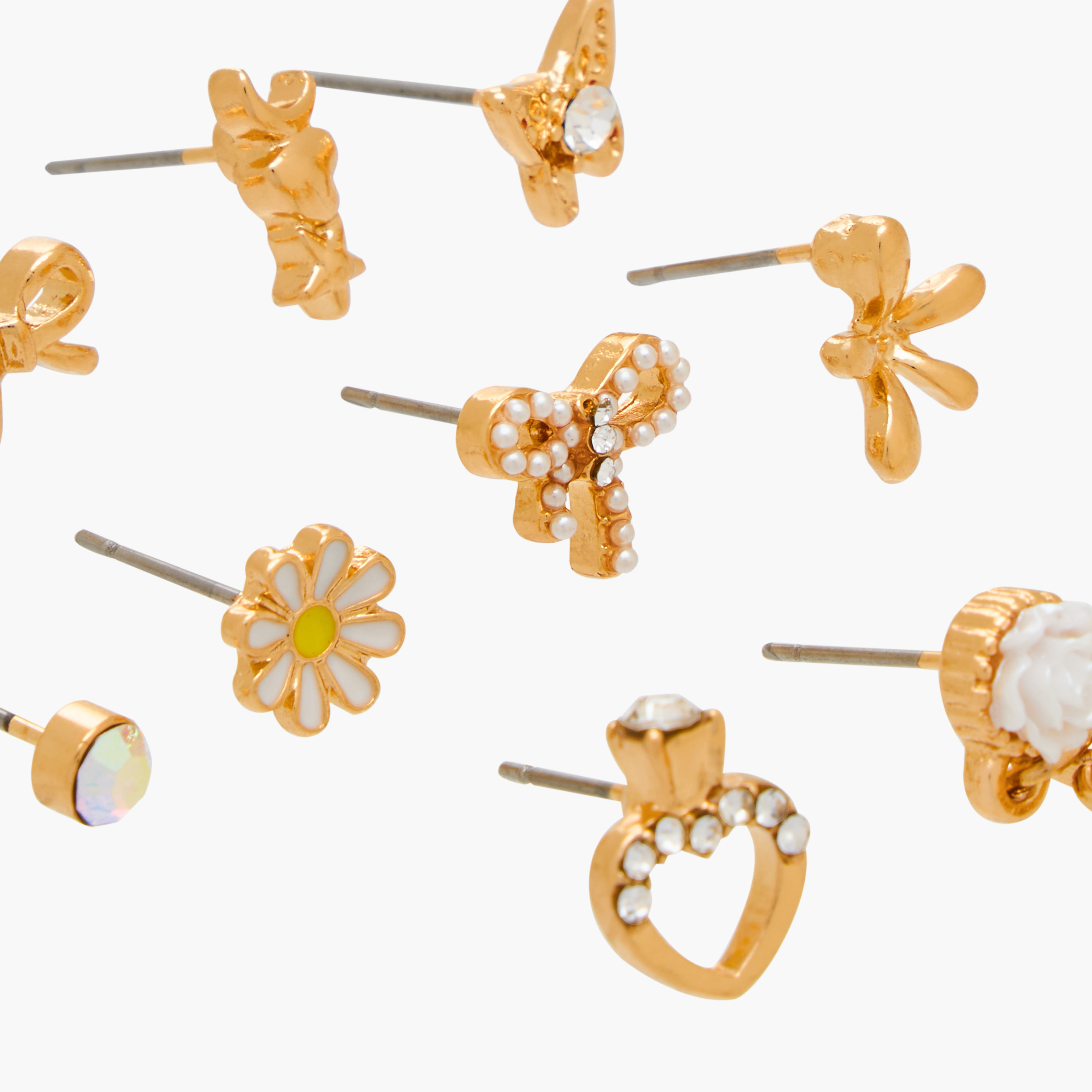 Pack of 10 Charmz Earrings with Pushback Closure-girls-accessories-jewellery-image-3