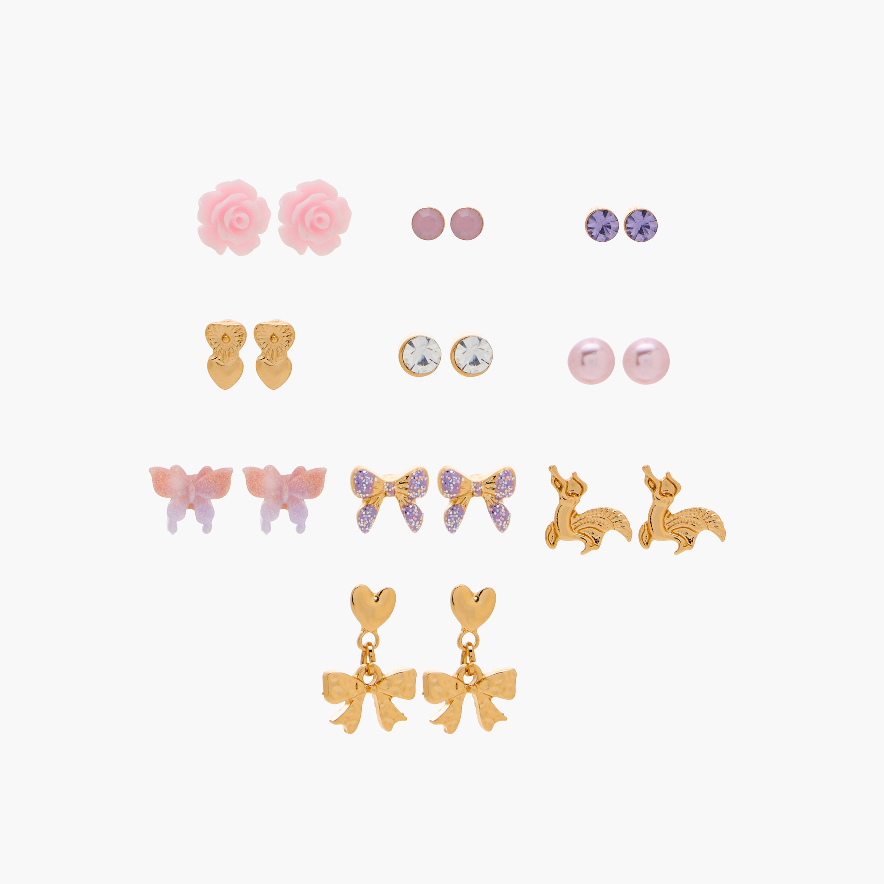 Pack of 10 Charmz Earrings with Pushback Closure-girls-accessories-jewellery-image-1