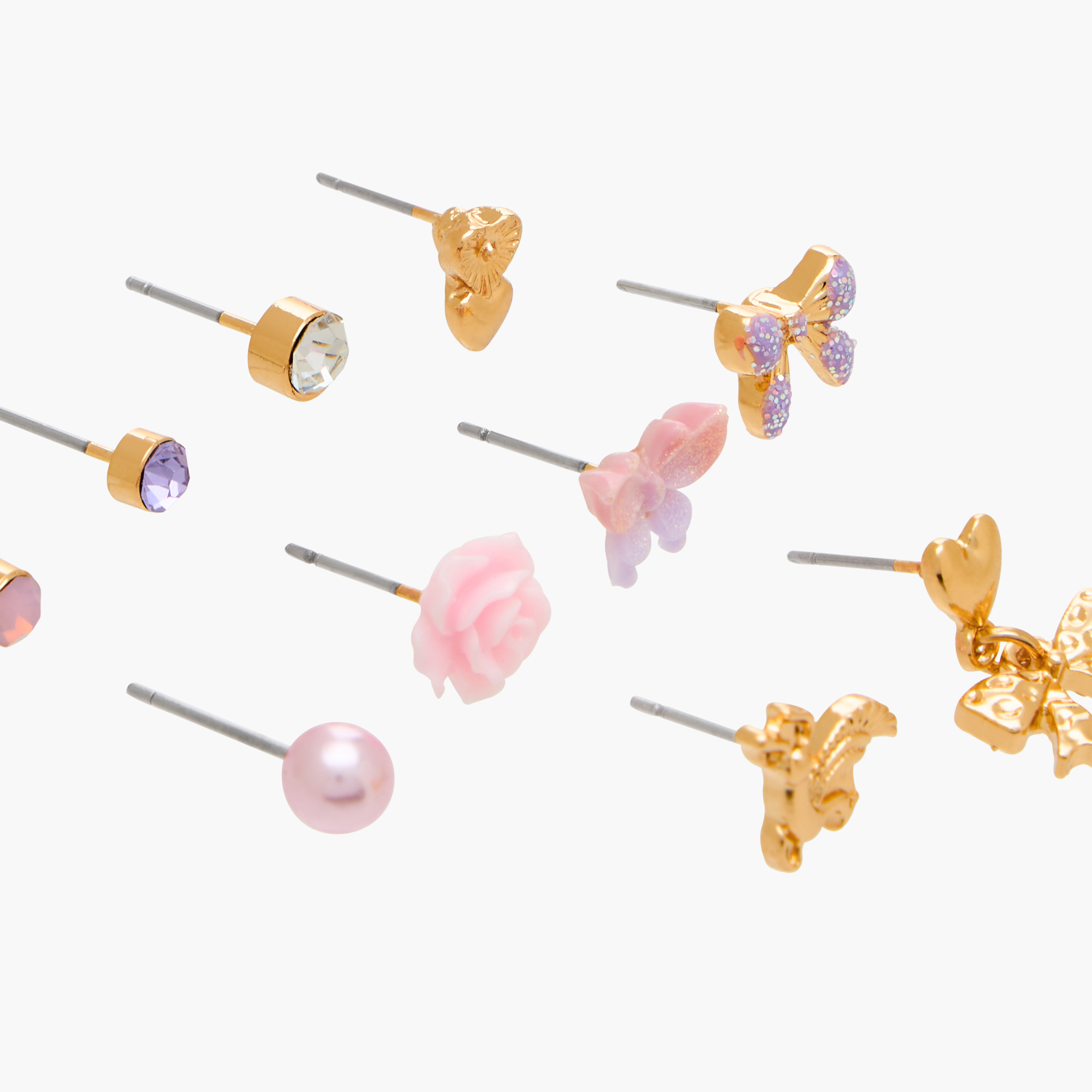 Pack of 10 Charmz Earrings with Pushback Closure-girls-accessories-jewellery-image-3