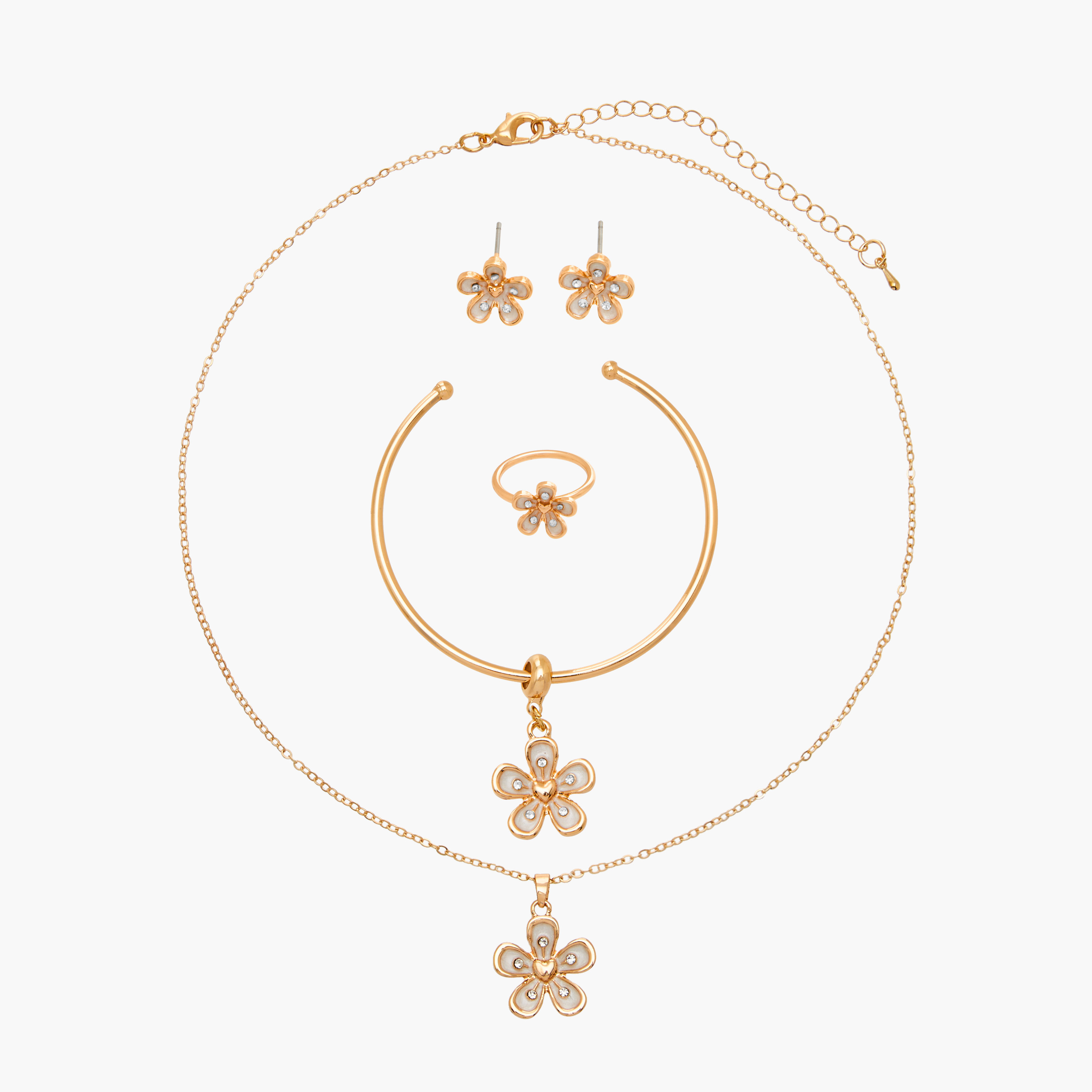 طقم مجوهرات بتزيينات زهرية 4 قطع من تشارمز-girls-accessories-jewellery-image-1