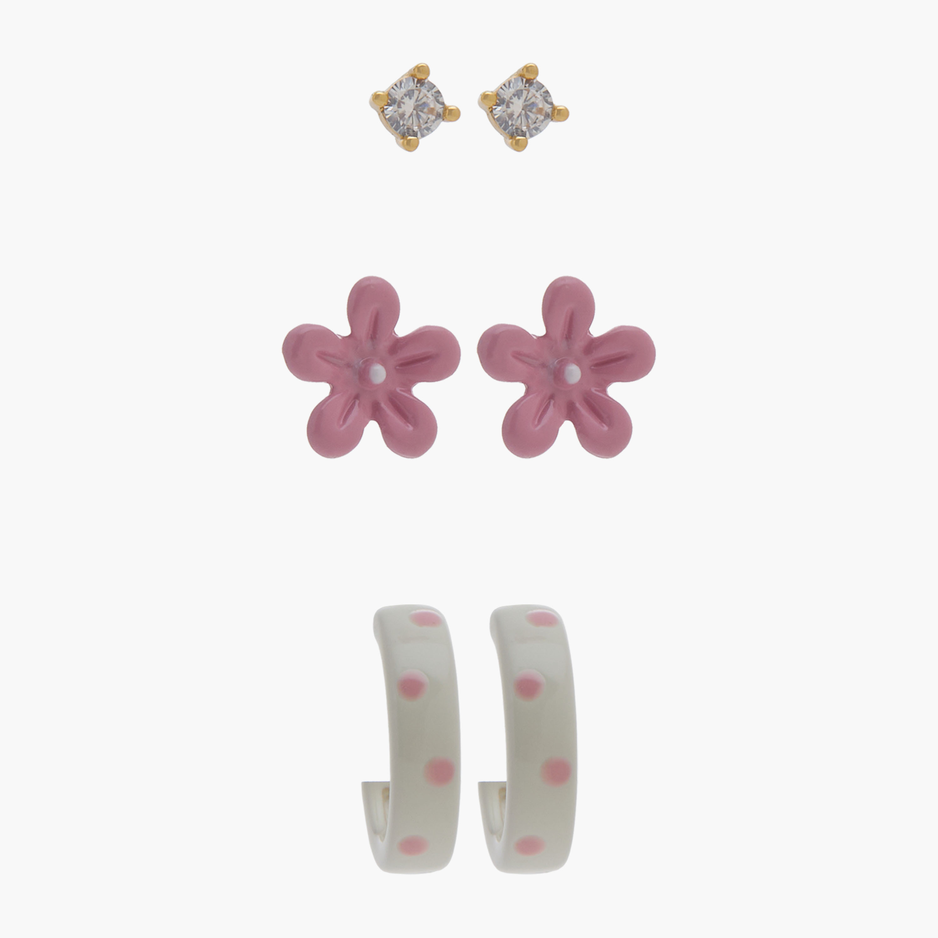 Pack of 3 Charmz Earrings with Pushback Closure-girls-accessories-jewellery-image-1
