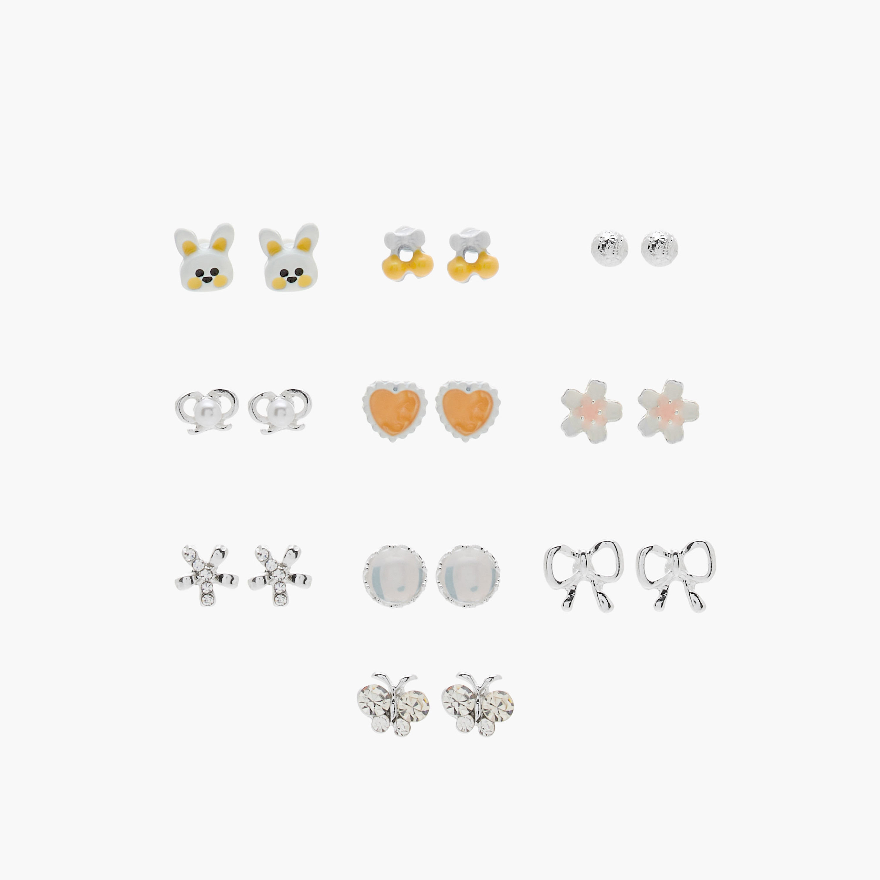 Pack of 10 Charmz Stud Earrings with Pushback Closure-girls-accessories-jewellery-image-1