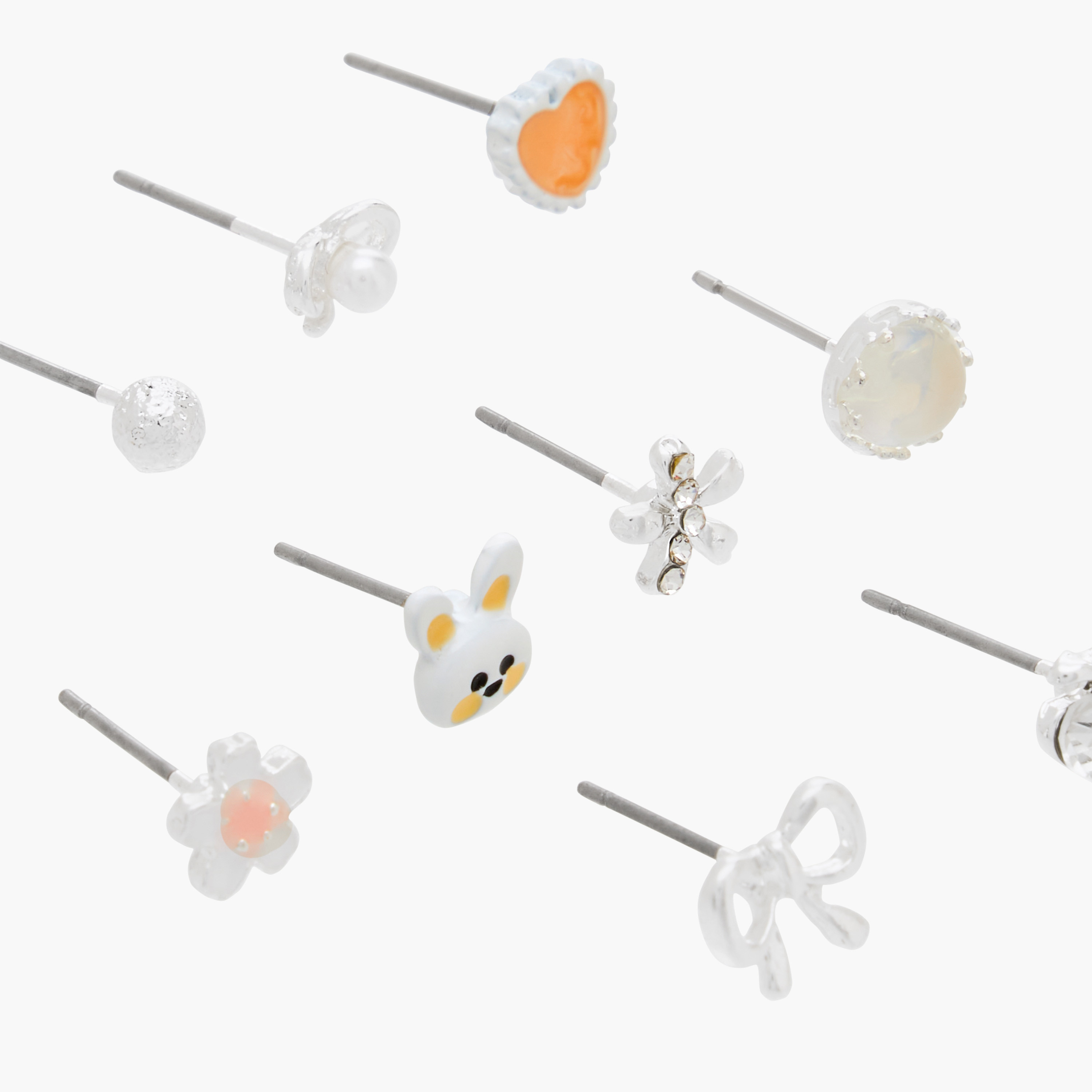 Pack of 10 Charmz Stud Earrings with Pushback Closure-girls-accessories-jewellery-image-3