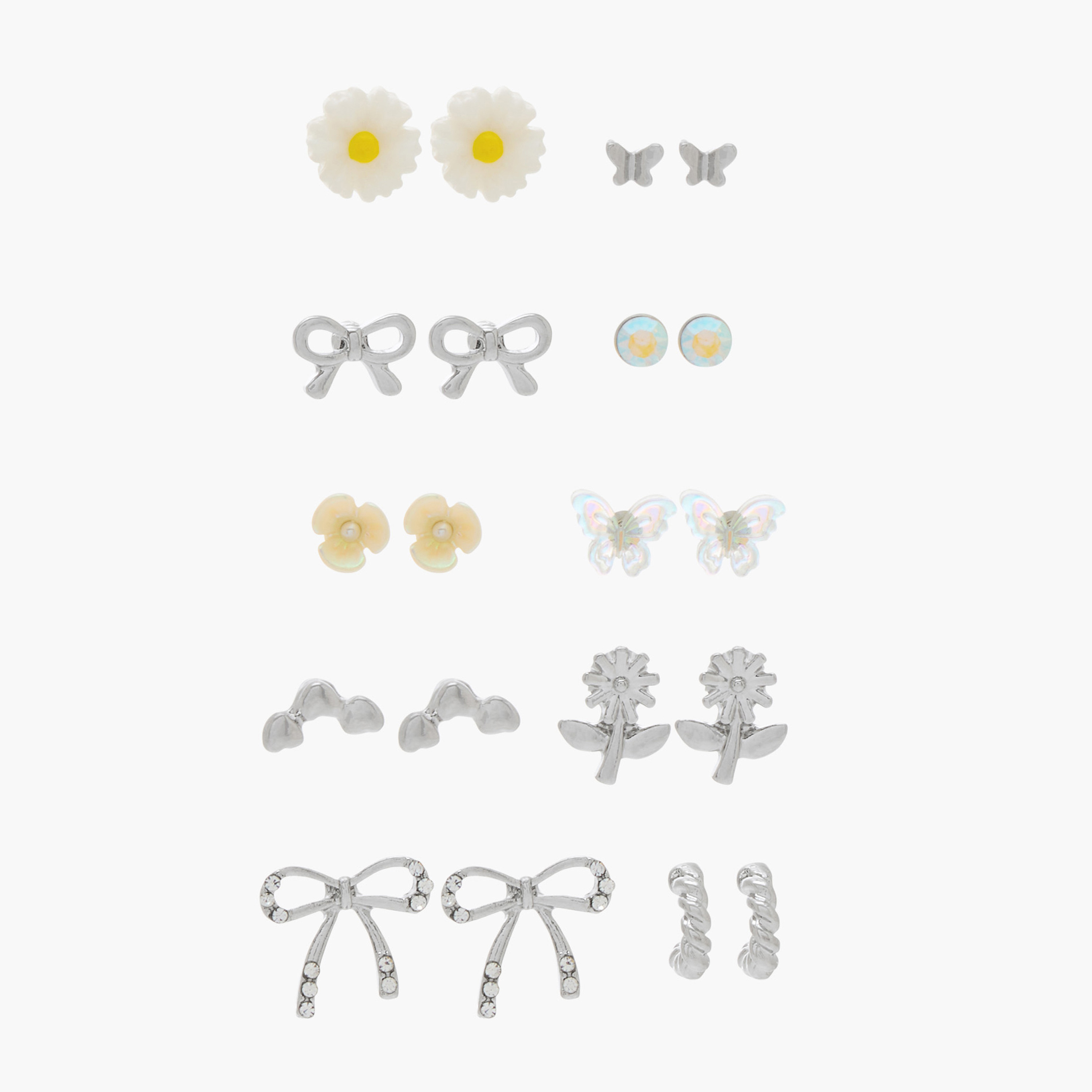 Pack of 10 Charmz Stud Earrings with Pushback Closure-girls-accessories-jewellery-image-1