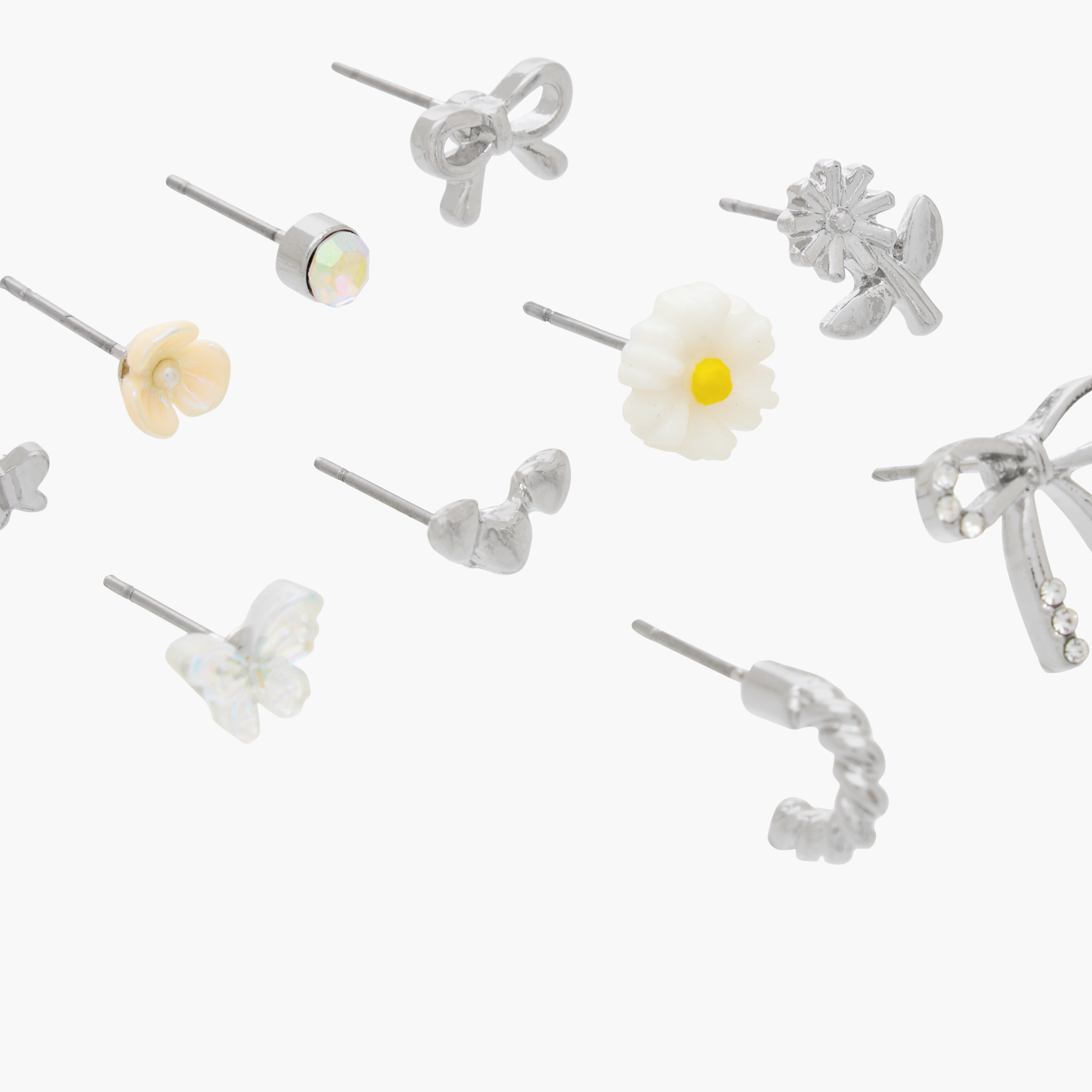 Pack of 10 Charmz Stud Earrings with Pushback Closure-girls-accessories-jewellery-image-3