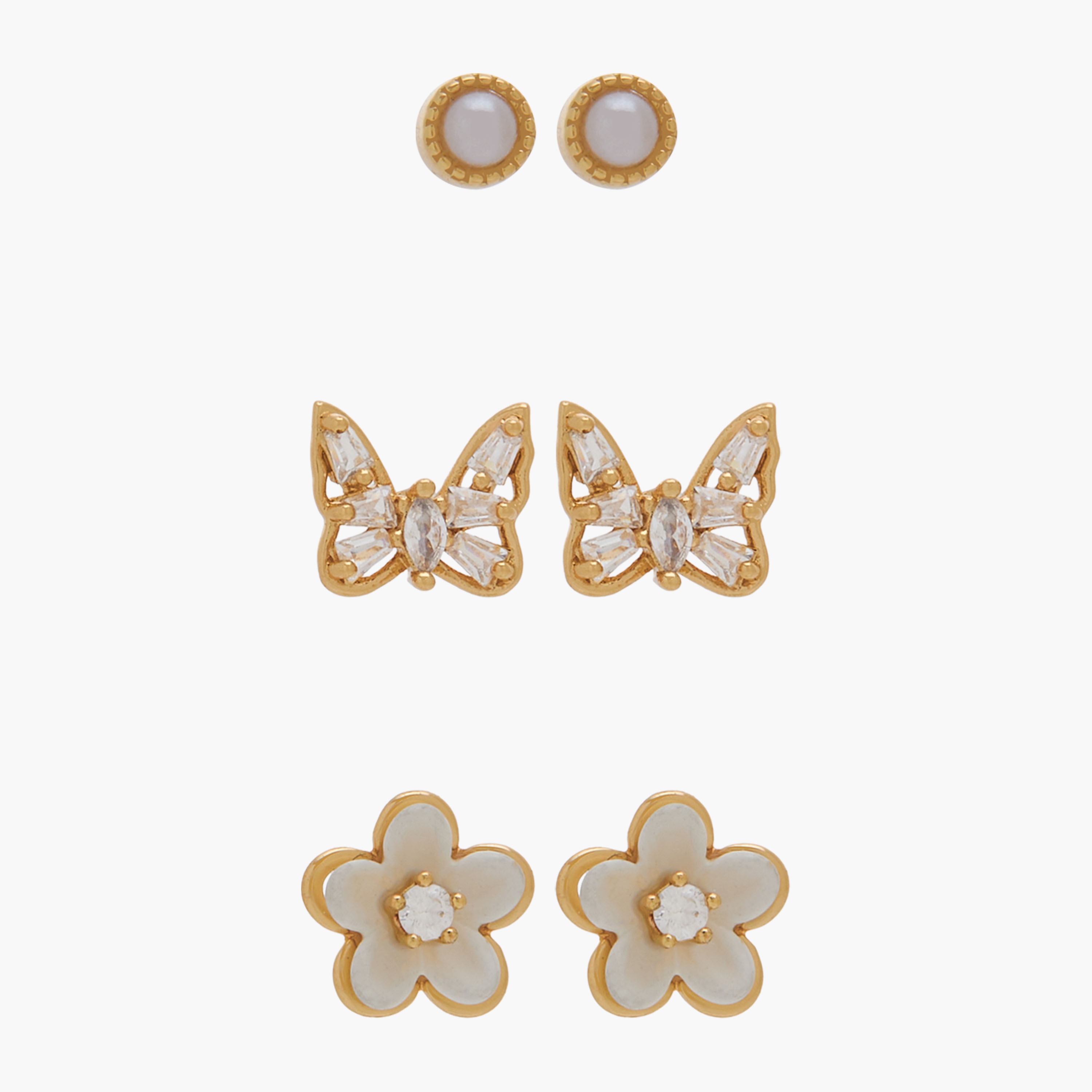 Pack of 3 Charmz Stud Earrings with Embellishments-girls-accessories-jewellery-image-1