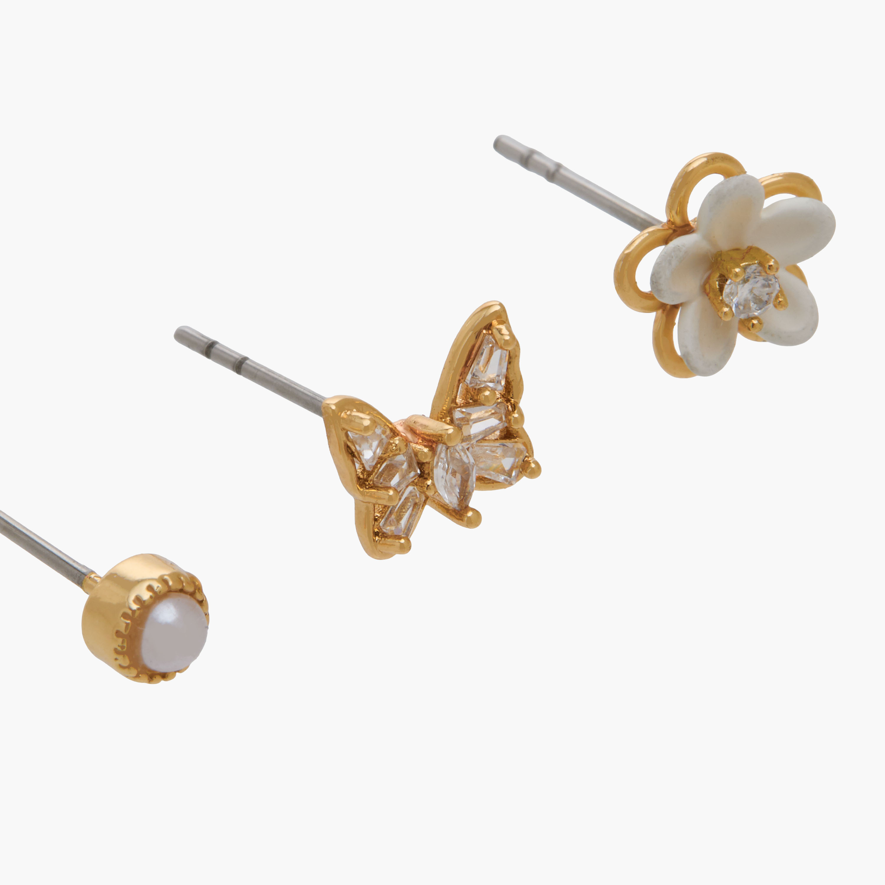 Pack of 3 Charmz Stud Earrings with Embellishments-girls-accessories-jewellery-image-3