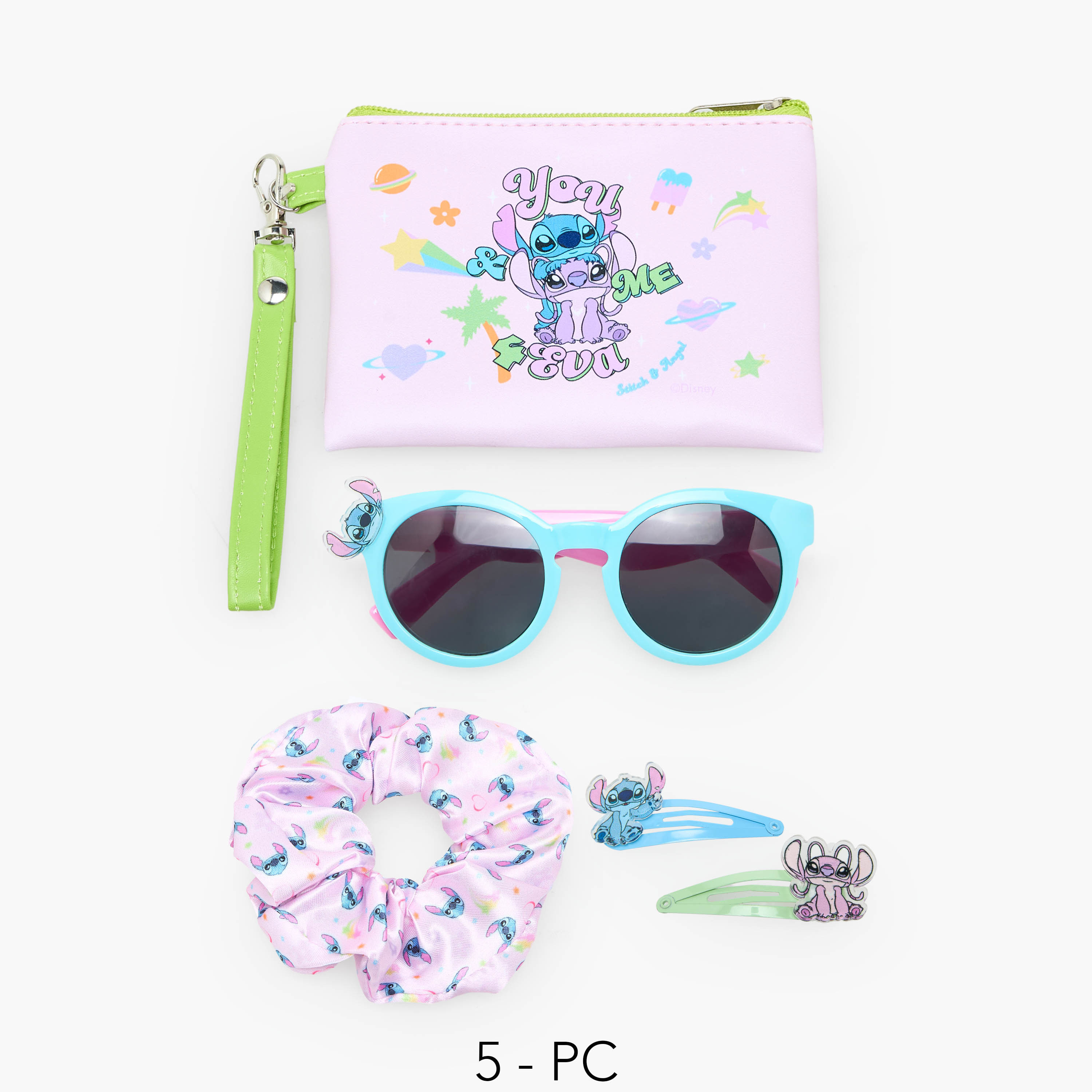 Set of 5 Disney Accessories with Angel and Stitch Print-girls-accessories-sunglasses-image-1