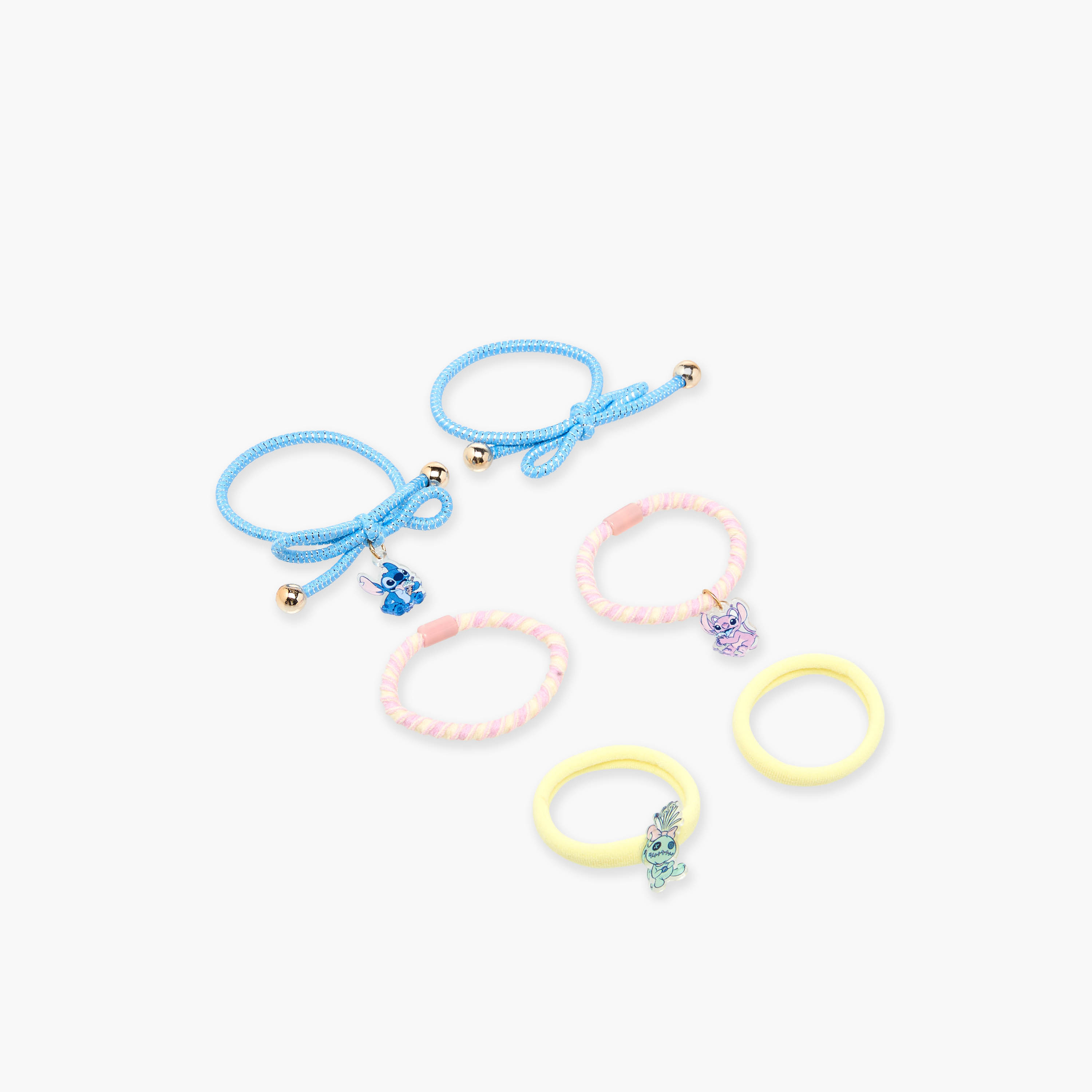 Pack of 6 Disney Hair Tie with Angel and Stitch Charm-girls-accessories-hairaccessories-image-2