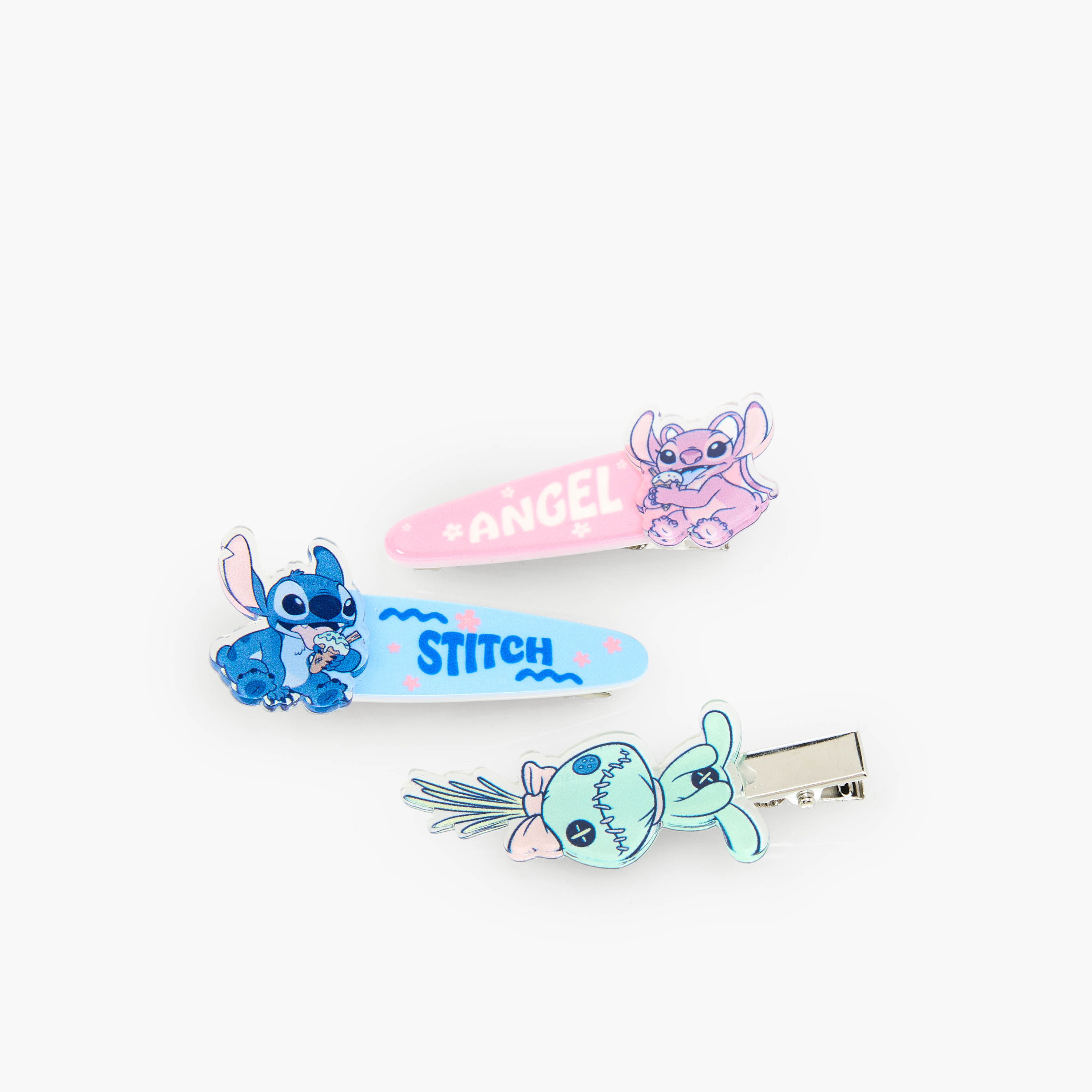 Pack of 3 Disney Hair Clip with Angel and Stitch Print-girls-accessories-hairaccessories-image-2