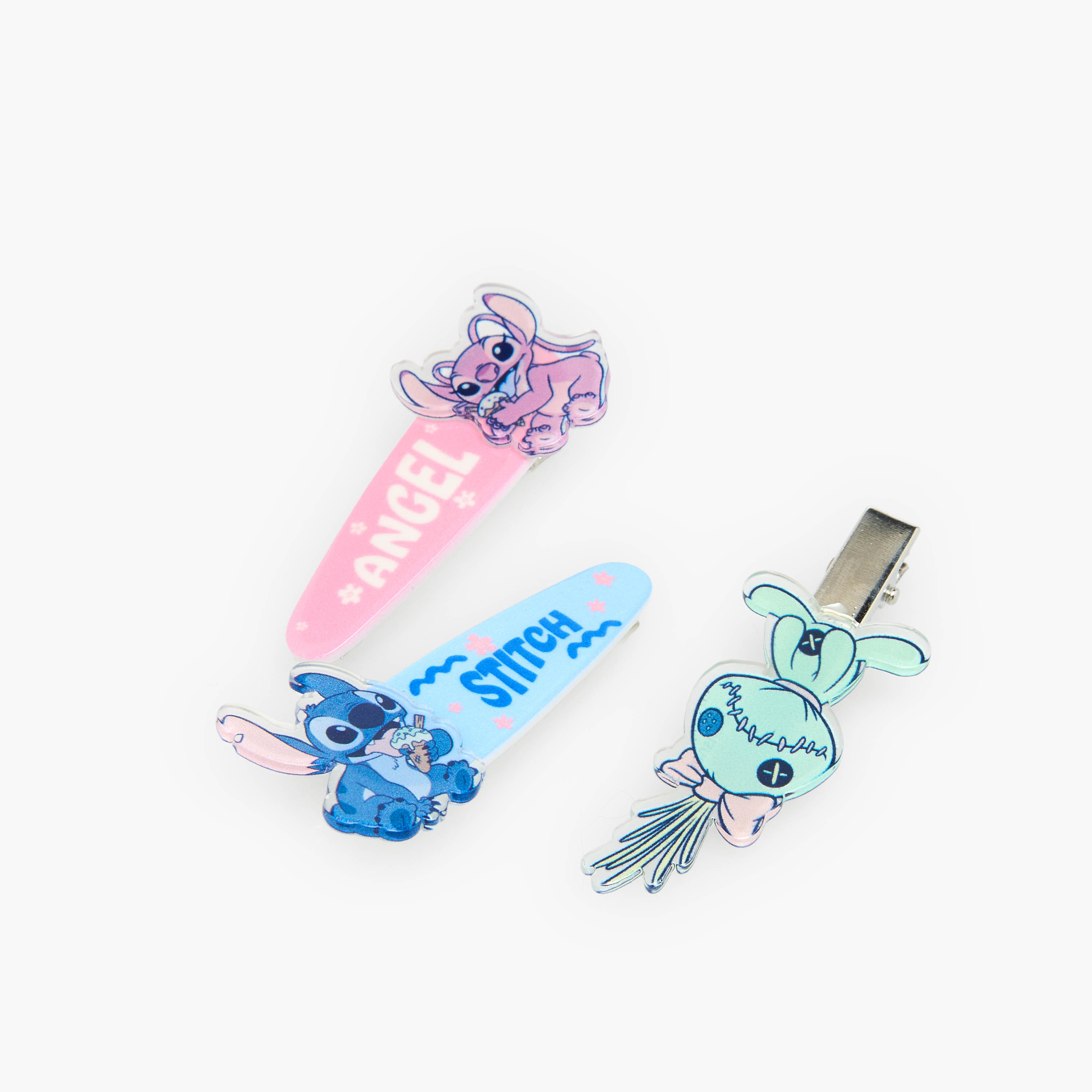Pack of 3 Disney Hair Clip with Angel and Stitch Print-girls-accessories-hairaccessories-image-3