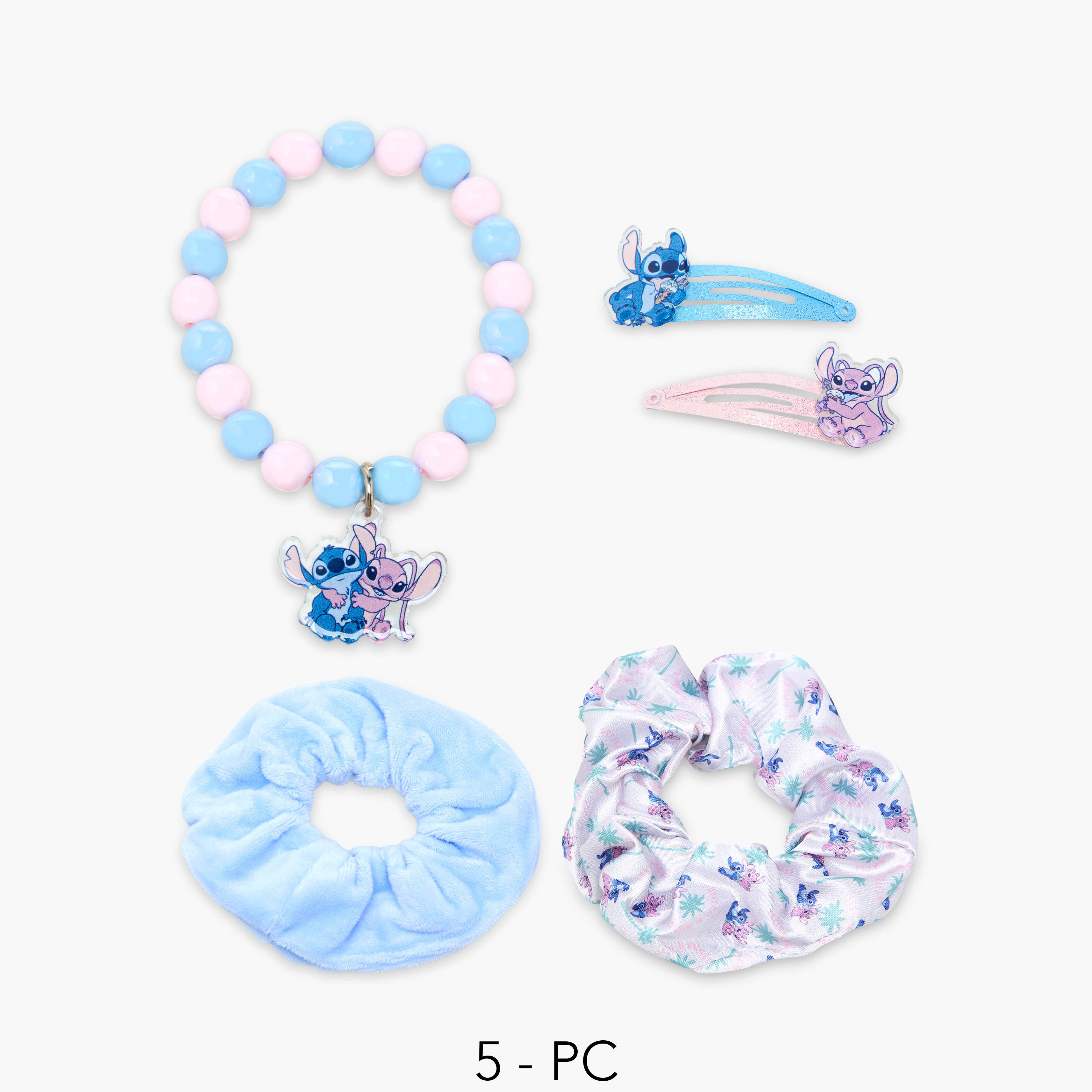 Set of 5 Disney Hair Accessories with Angel and Stitch Print-girls-accessories-hairaccessories-image-8