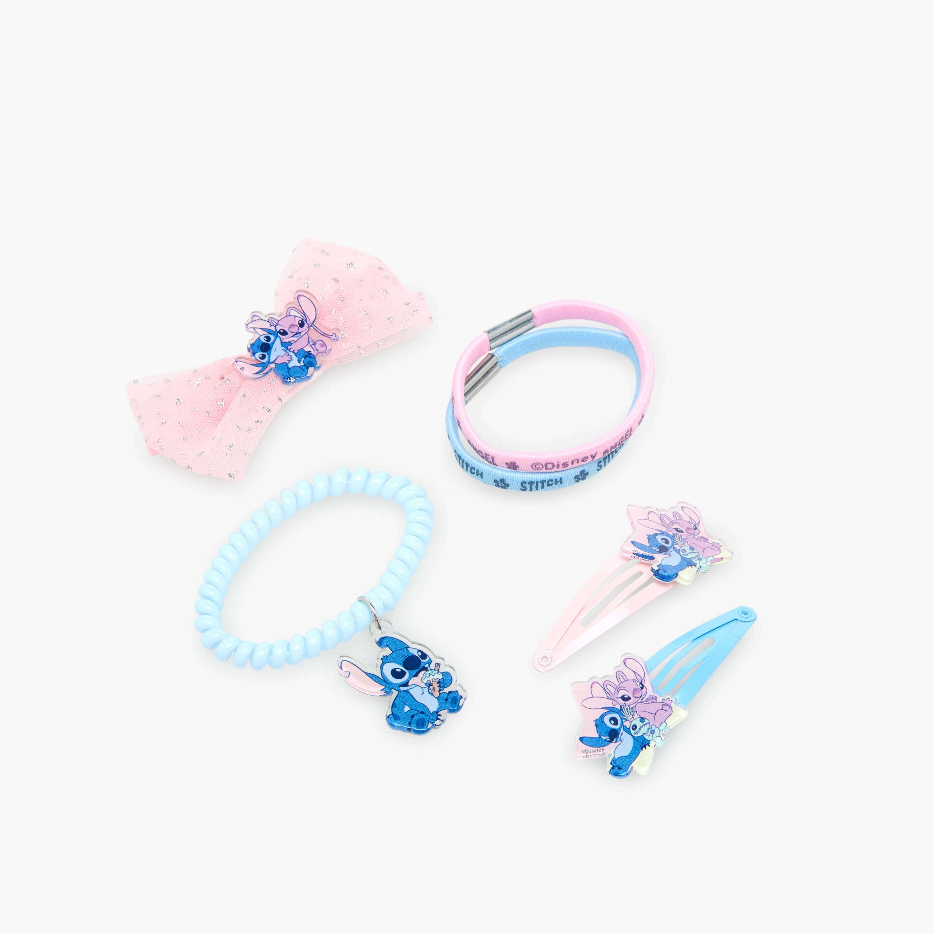 Set of 6 Disney Hair Accessories with Angel and Stitch Print-girls-accessories-hairaccessories-image-6