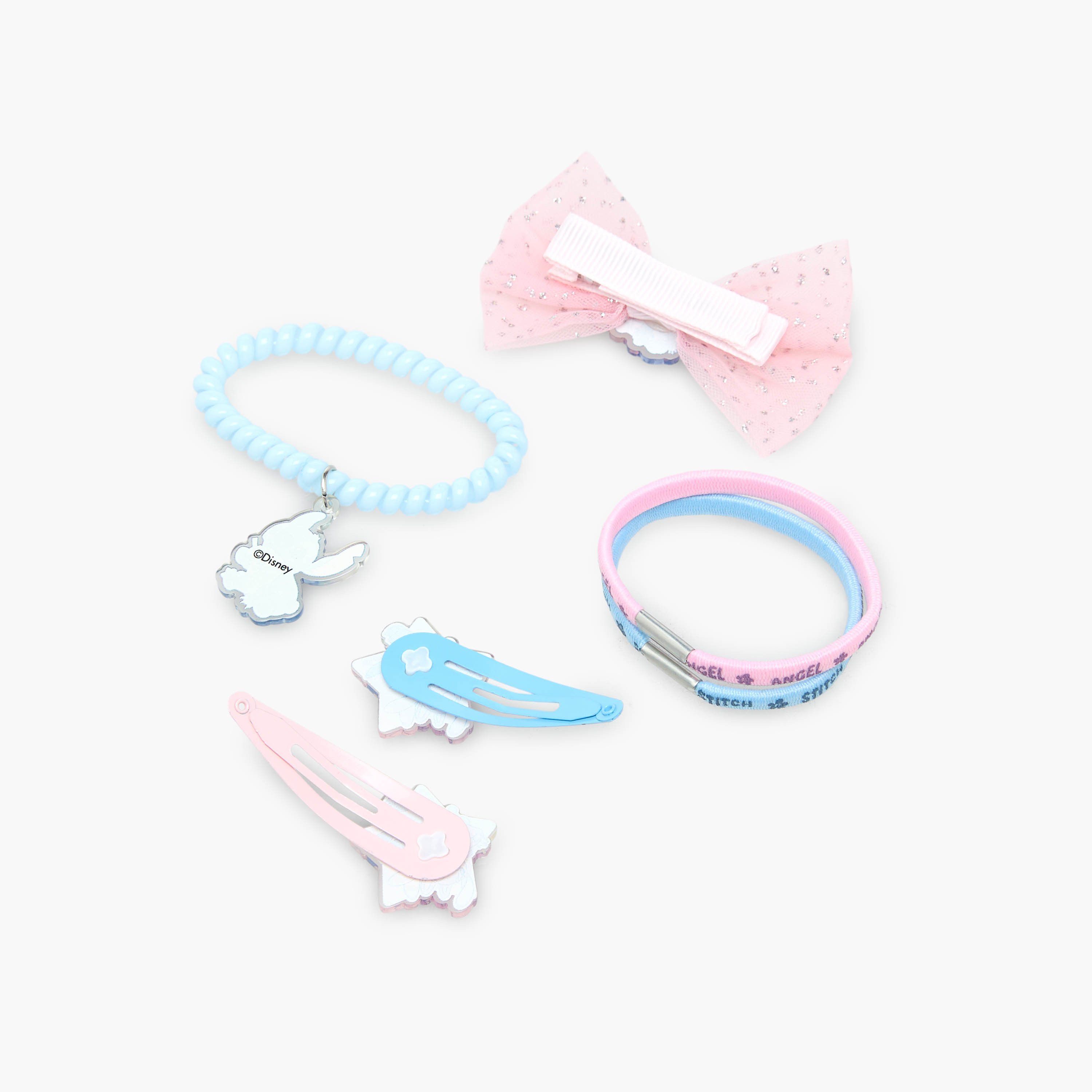 Set of 6 Disney Hair Accessories with Angel and Stitch Print-girls-accessories-hairaccessories-image-7