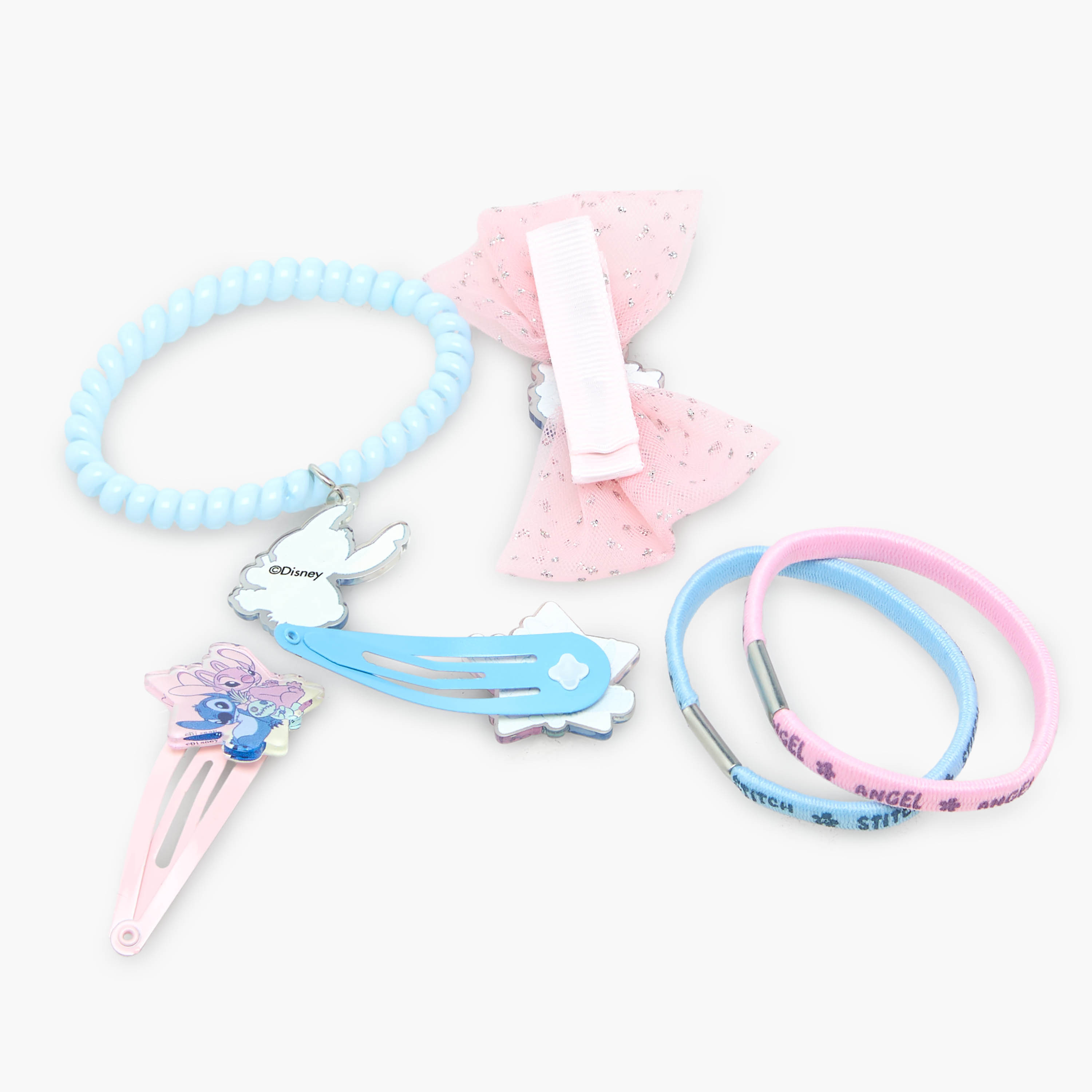 Set of 6 Disney Hair Accessories with Angel and Stitch Print-girls-accessories-hairaccessories-image-9