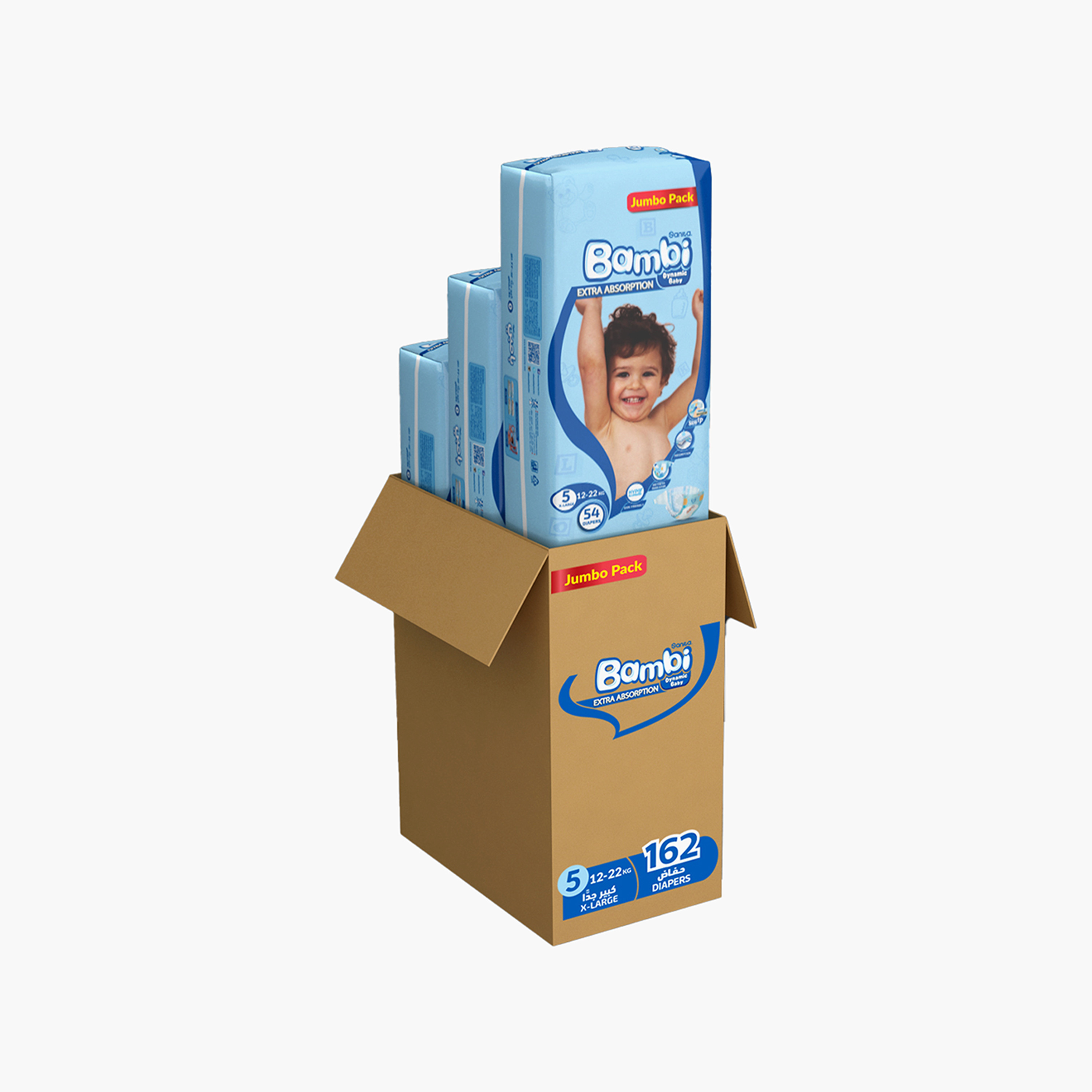 Sanita Bambi Extra Absorption Size 5, XL 162-Diapers Pack - 12-22 kg-baby-diapering-diapers-image-1