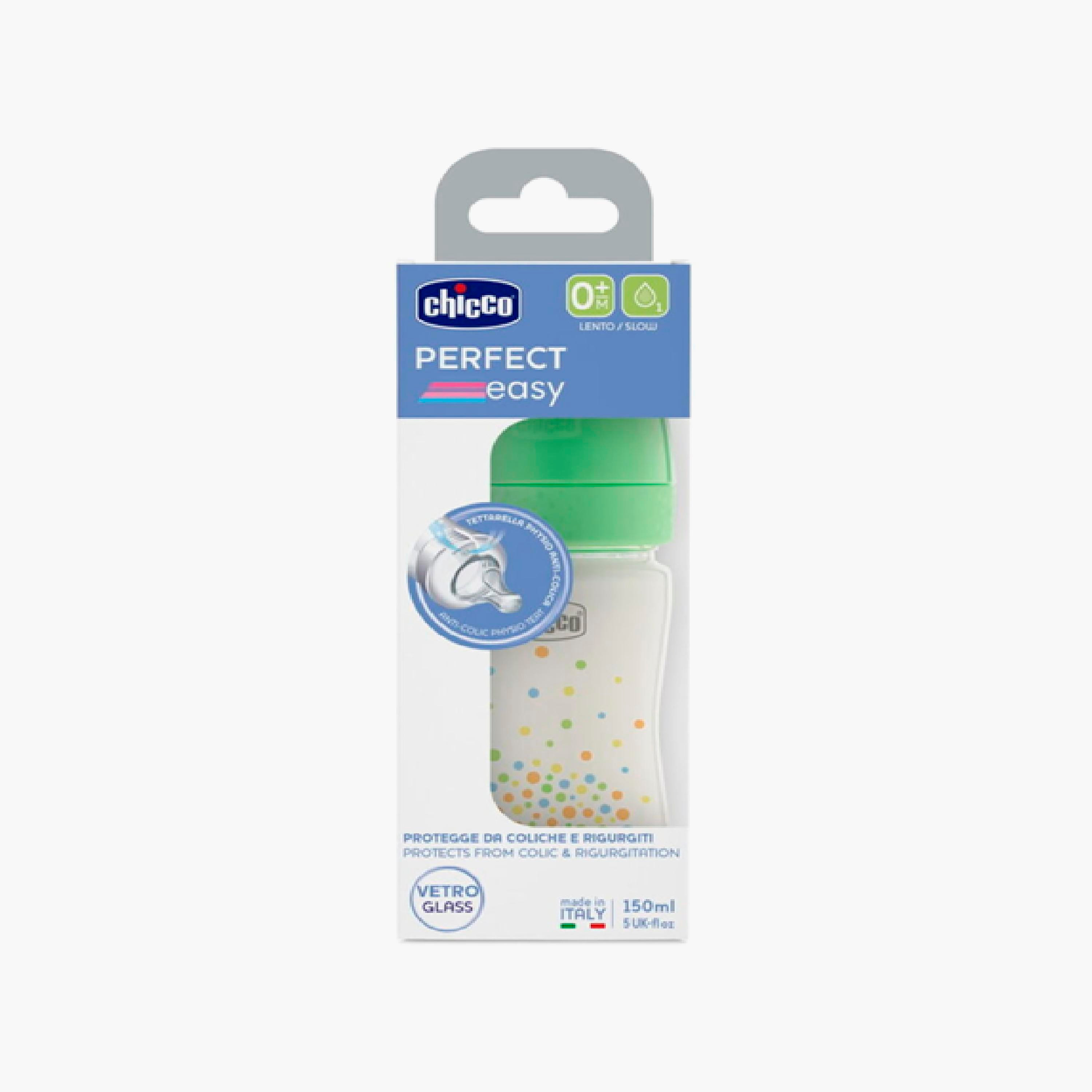 Chicco Perfect Easy Glass Slow Flow Silicone Feeding Bottle - 150ml - Green-baby-feeding-feedingbottles-bottlesandteats-image-4