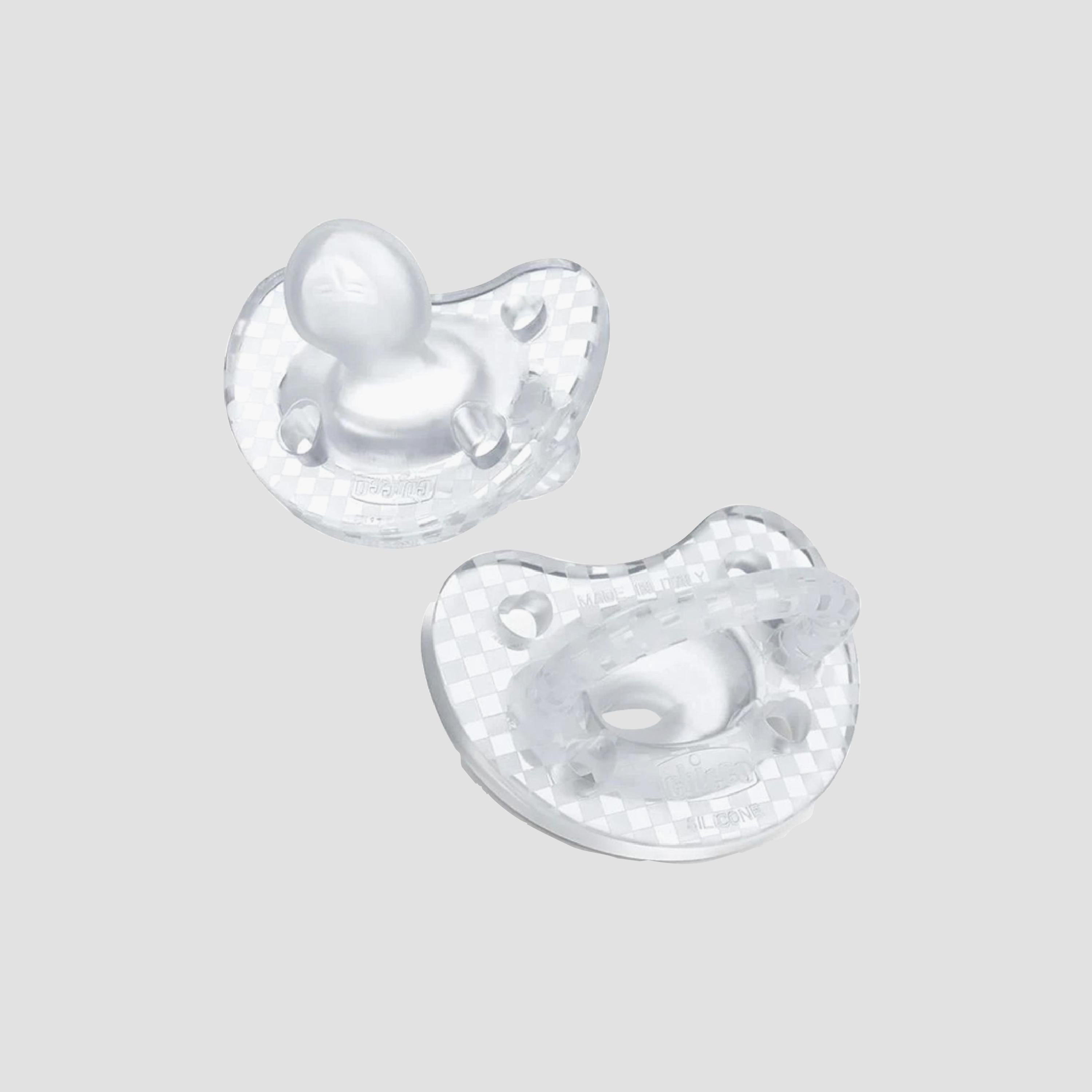 لهايات سيليكون ناعمة فيزيو فورما كريستال قطعتان من شيكو - من شهرين إلى 6 أشهر - شفاف-baby-feeding-pacifiers-image-2