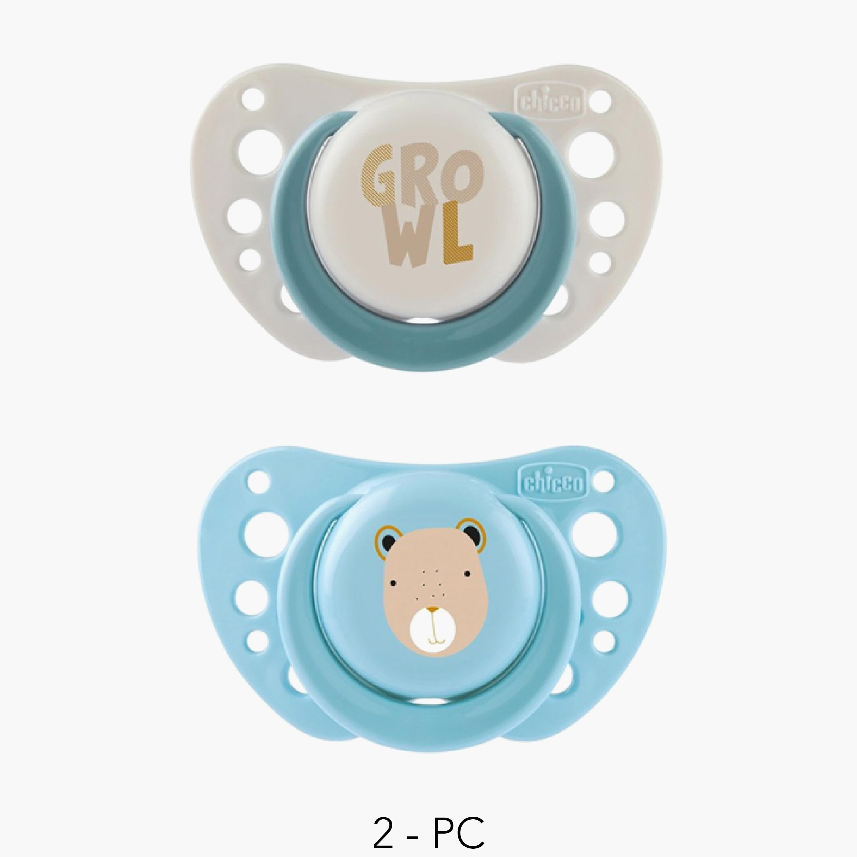 Chicco 2-Piece PhysioForma Air Silicone Soother - 2-6 Months - Blue - Bear-Growl-baby-feeding-pacifiers-image-1