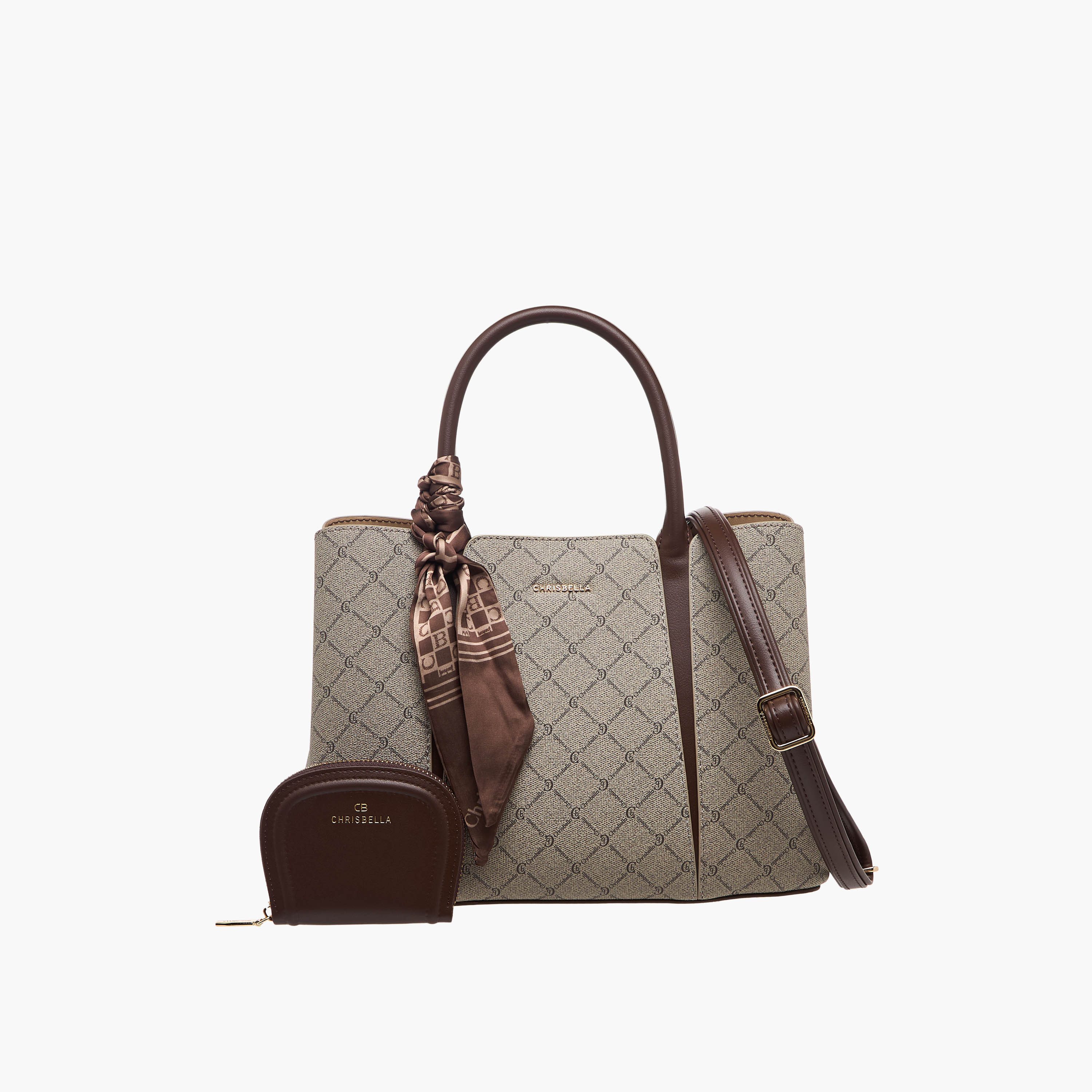 Chrisbella Monogram Print Tote Bag with Wallet-women-bagsandwallets-handbags-image-1