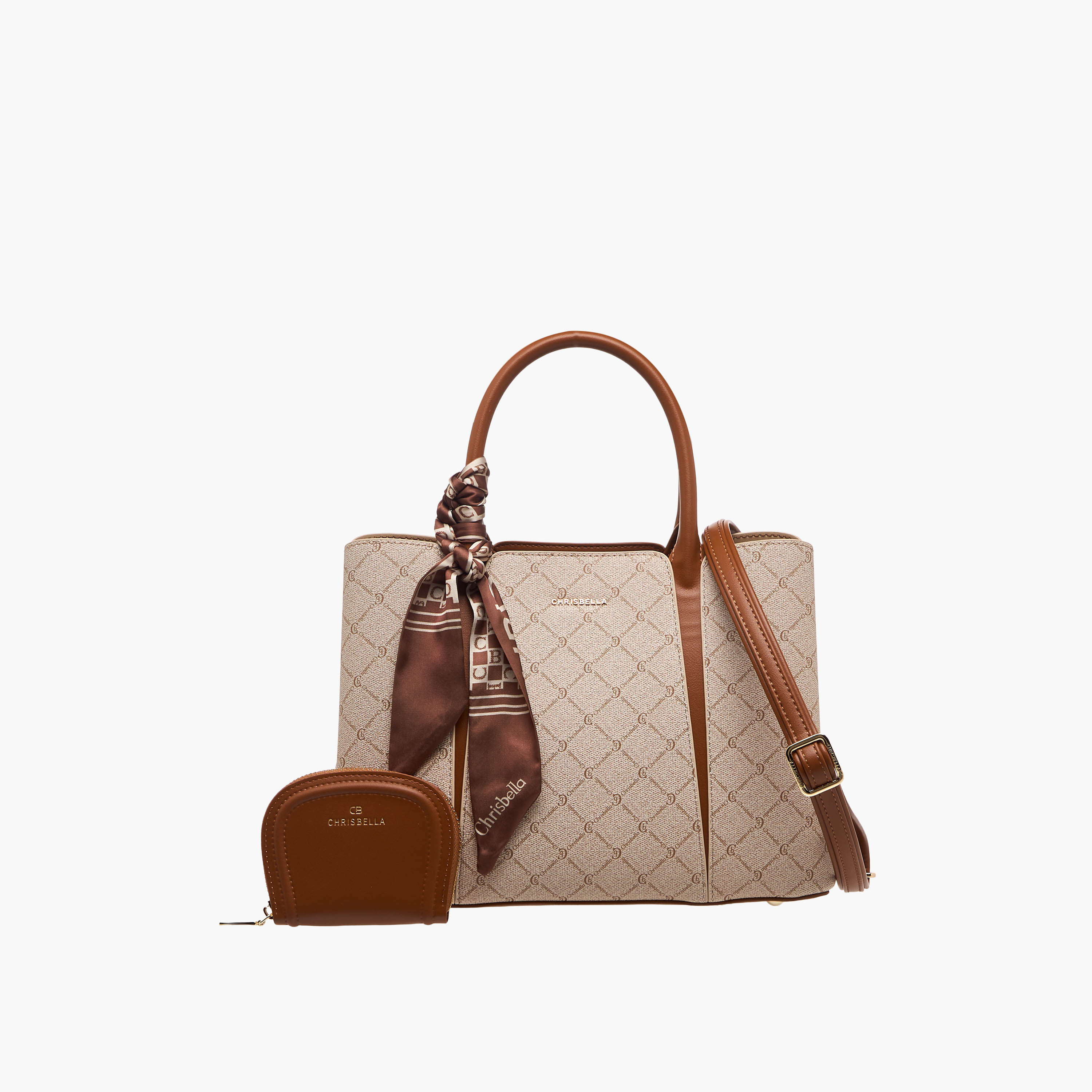 شنطة توت بطبعات مع محفظة من كريسبيلا-women-bagsandwallets-handbags-image-1