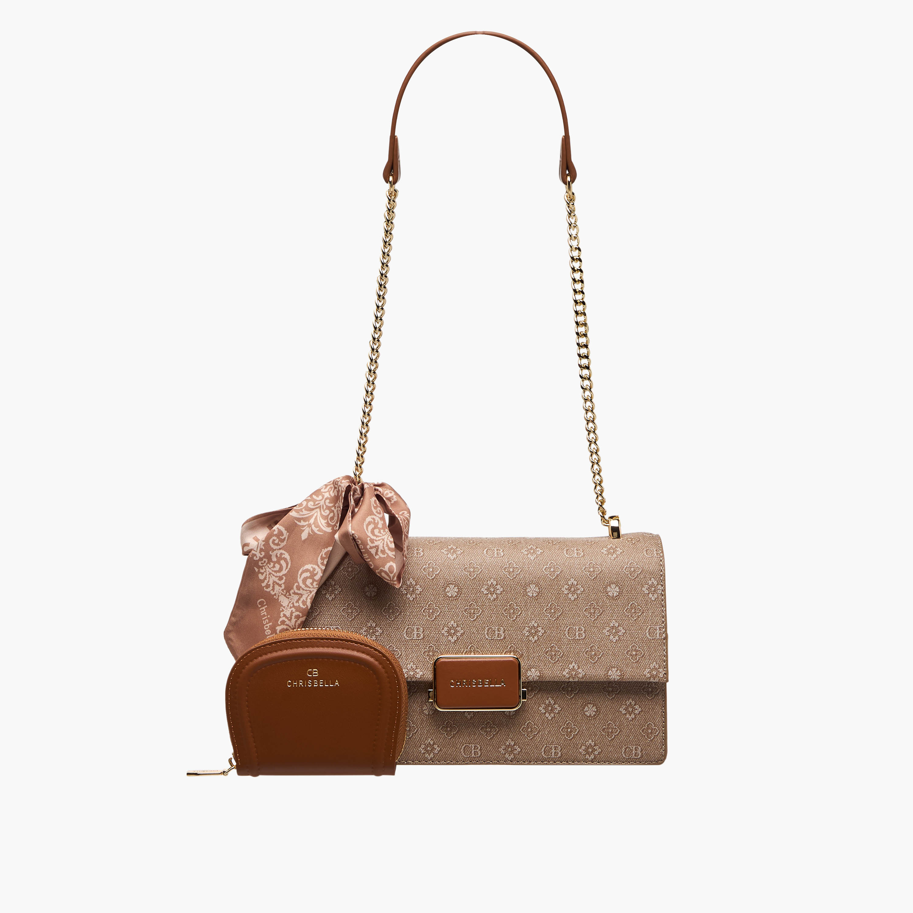 Chrisbella Scarf Accent Shoulder Bag with Wallet-women-bagsandwallets-handbags-image-1