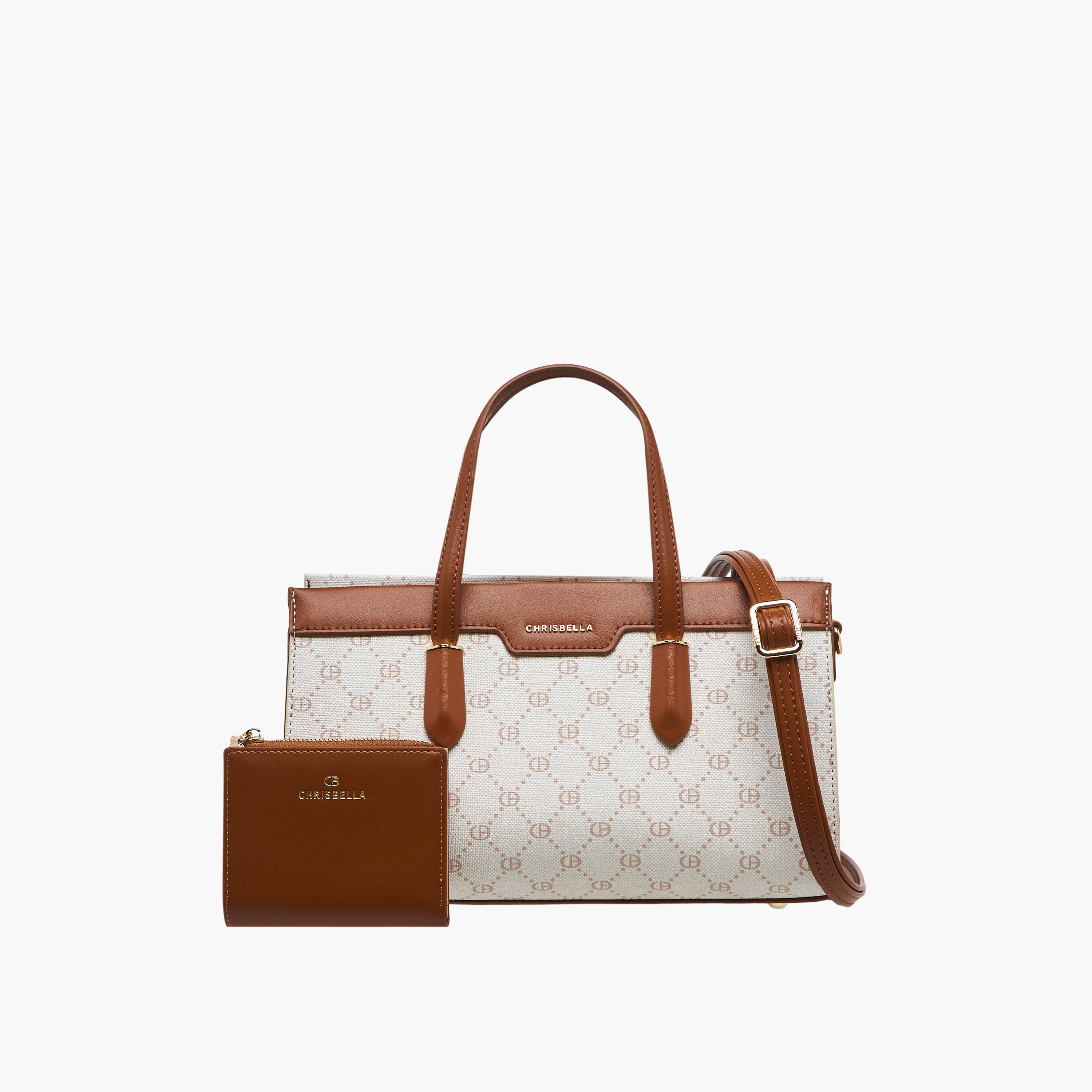شنطة توت بطبعات مع محفظة من كريسبيلا-women-bagsandwallets-handbags-image-1