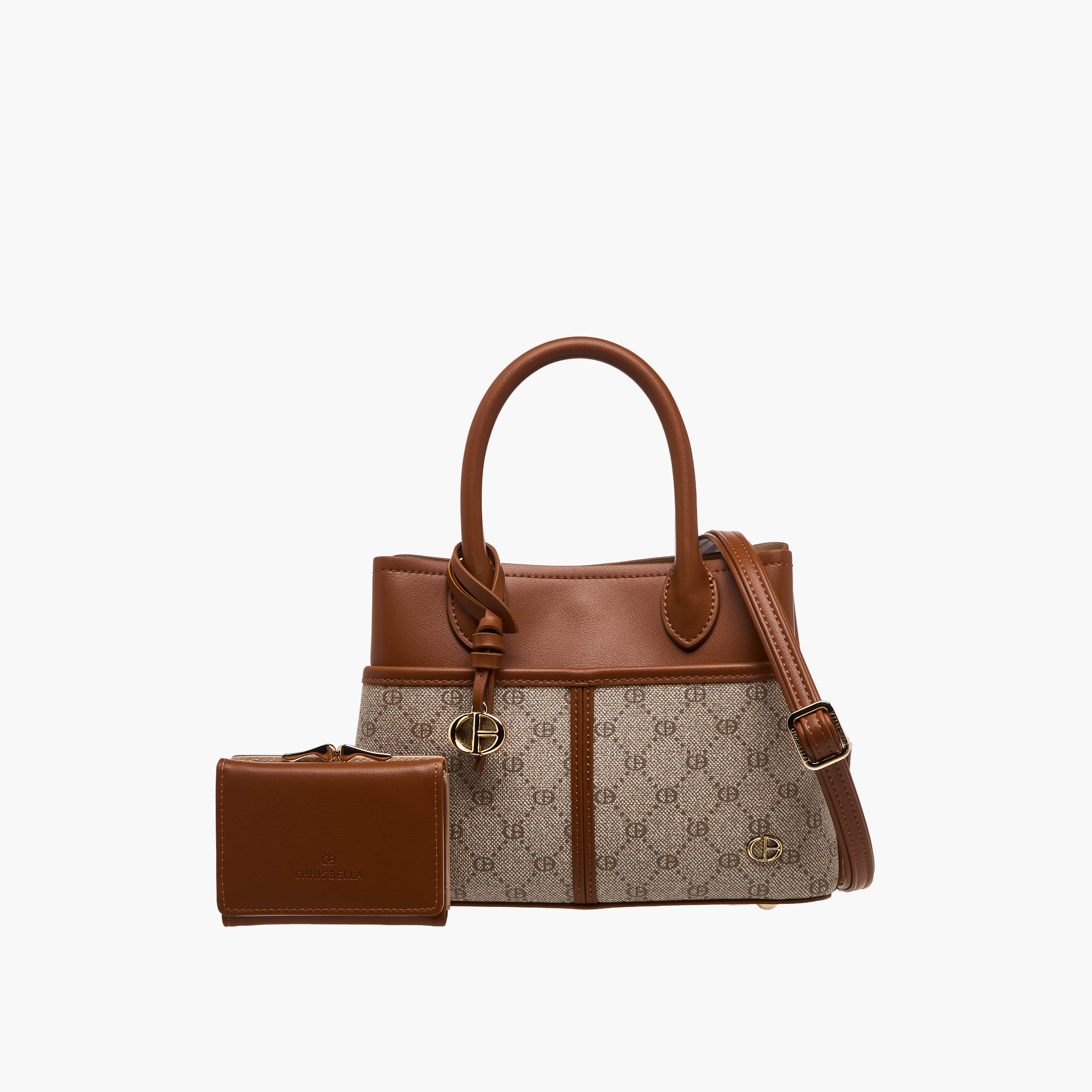 Chrisbella Monogram Print Tote Bag with Wallet-women-bagsandwallets-handbags-image-1