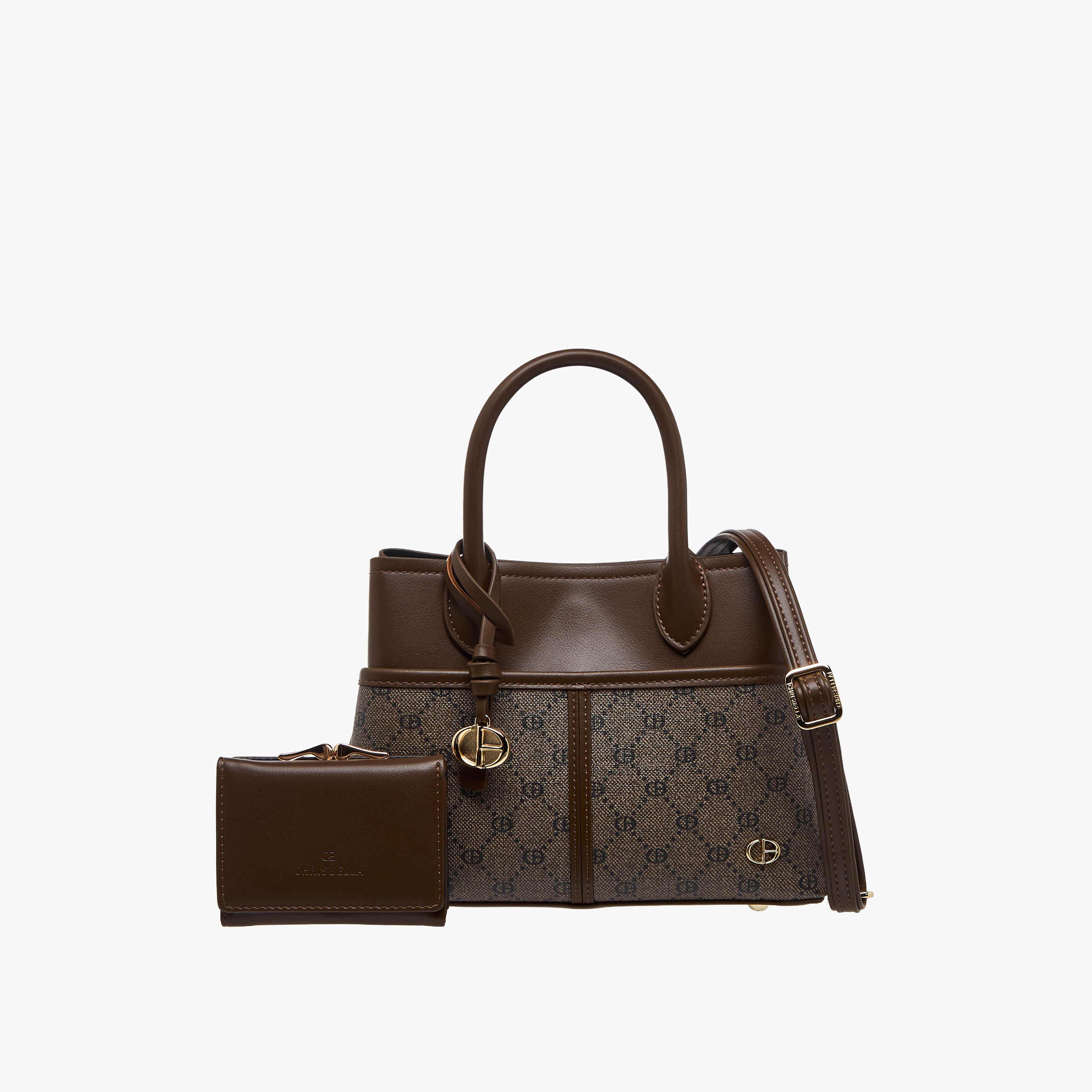 Chrisbella Monogram Print Tote Bag with Wallet-women-bagsandwallets-handbags-image-1