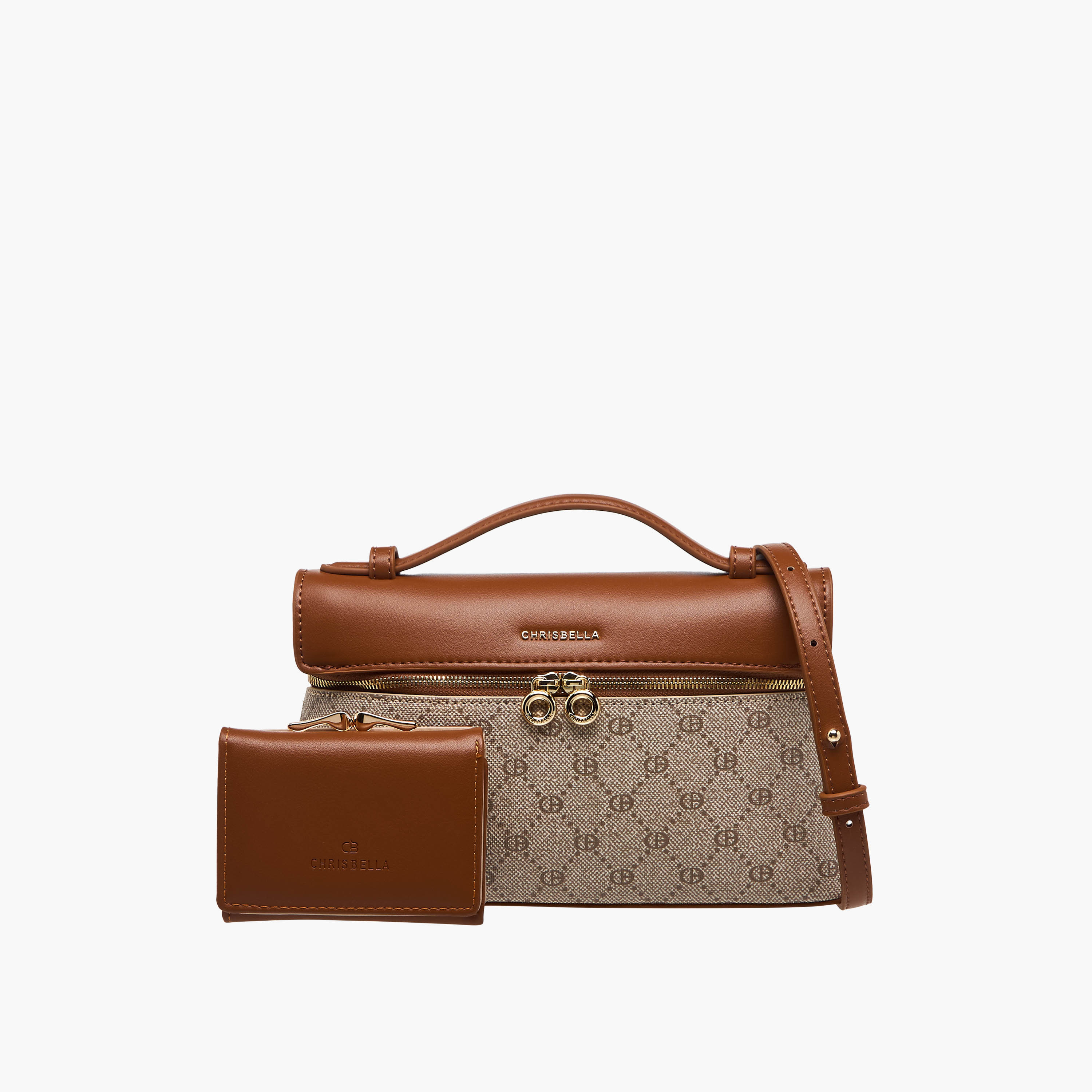 Chrisbella Monogram Print Tote Bag with Wallet-women-bagsandwallets-handbags-image-1