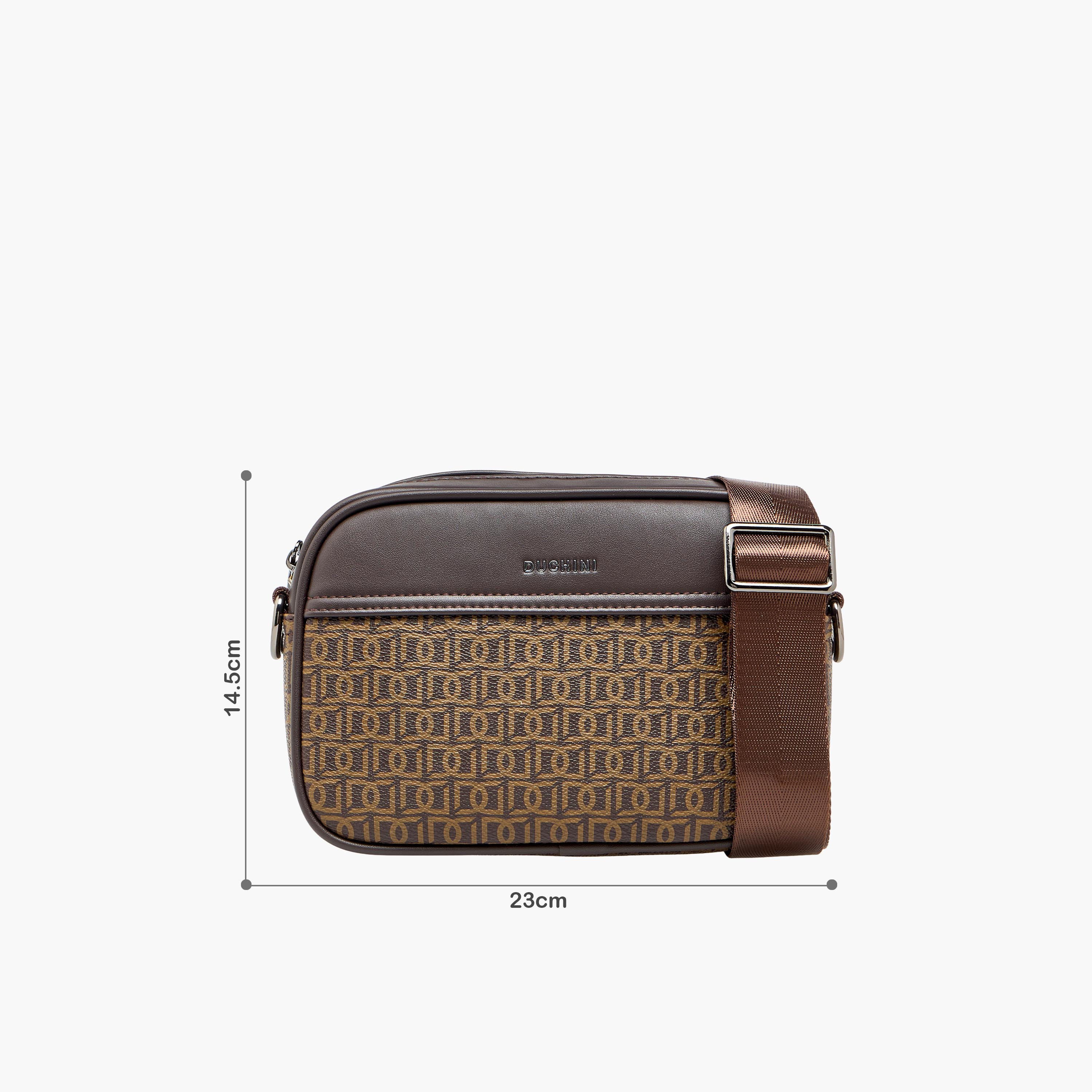 Duchini Men Monogram Print Crossbody Bag-men-bags-image-2
