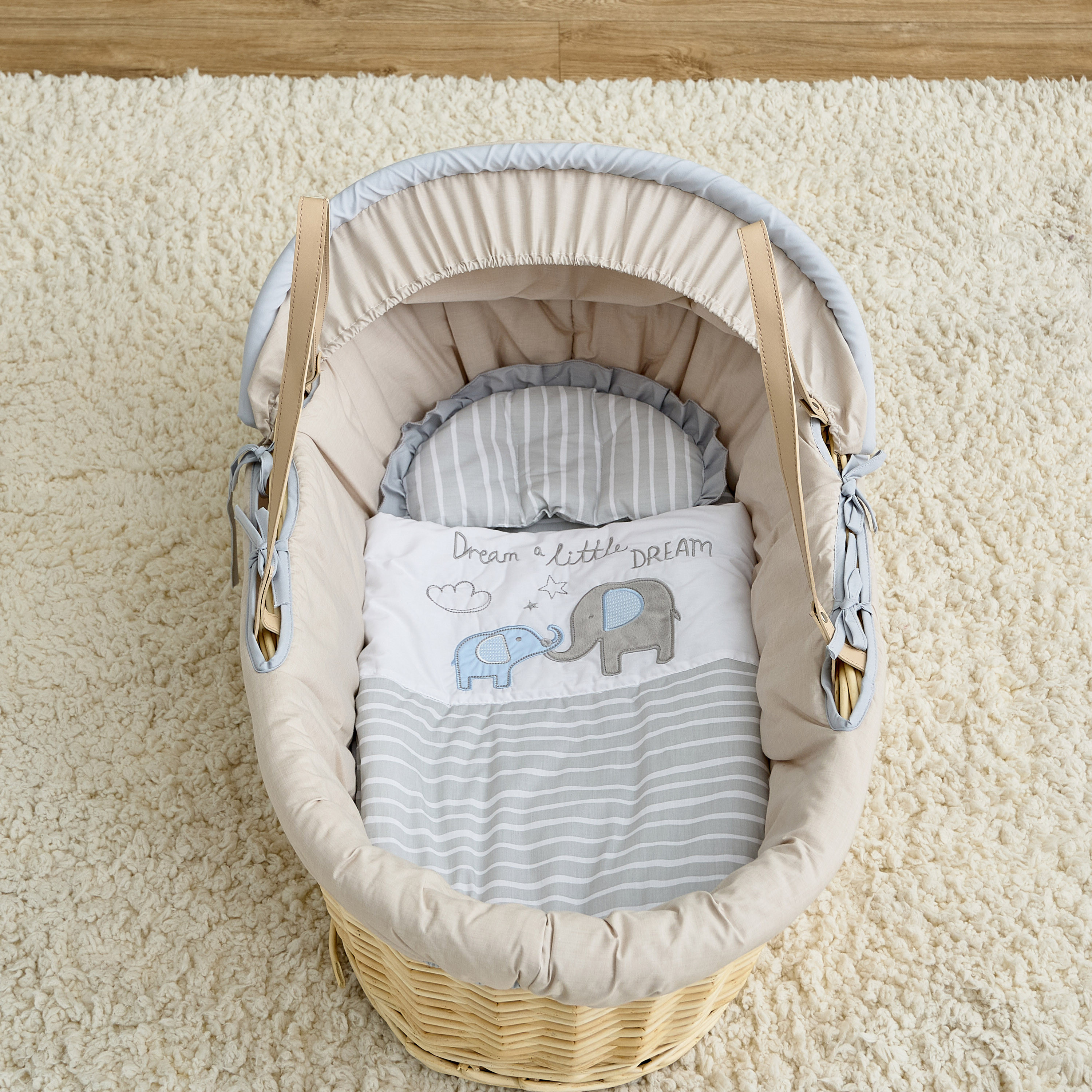 Juniors Eddie Baby Moses Basket with Sun Canopy, Up to 6 months-baby-nursery-furniture-mosesbaskets-image-5