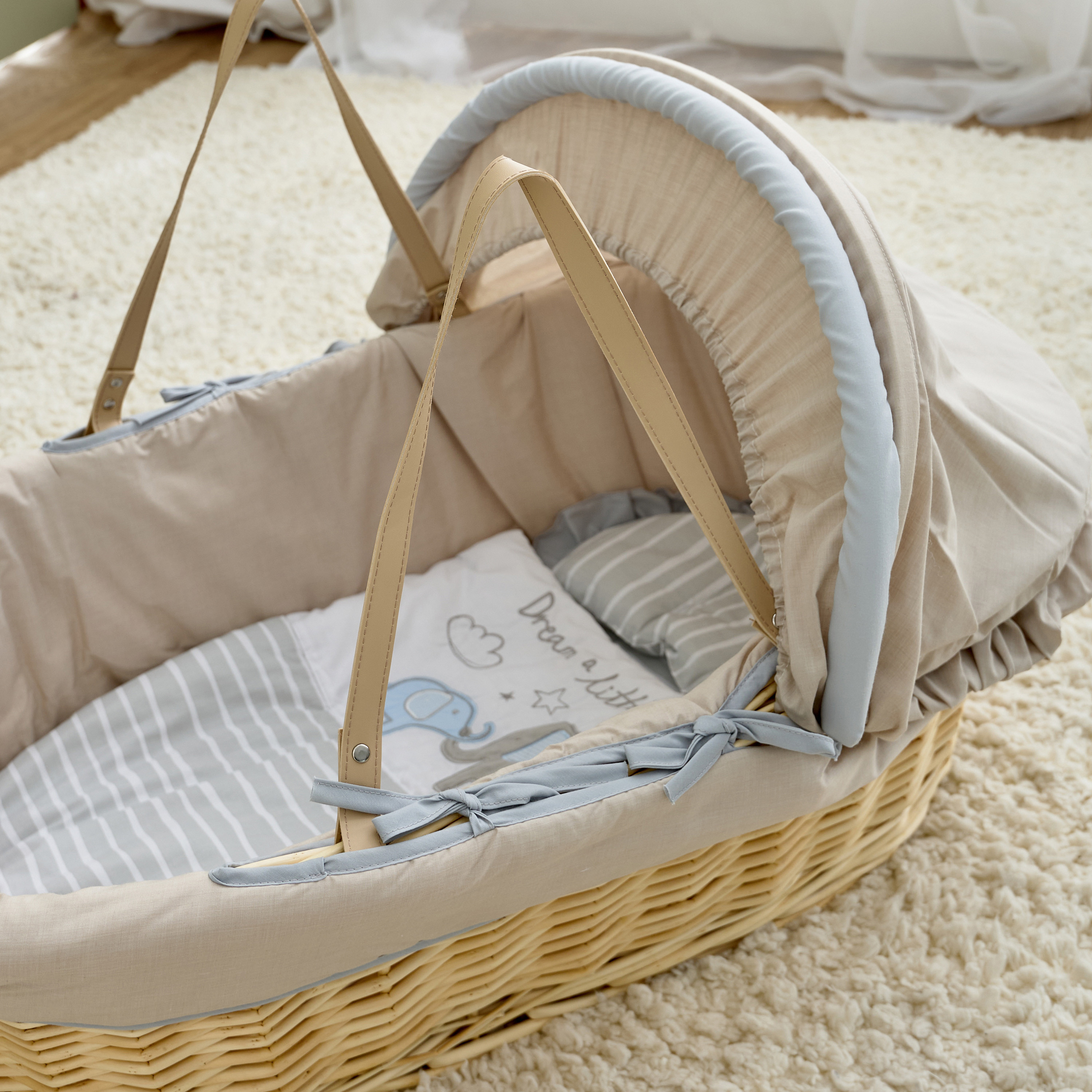 Juniors Eddie Baby Moses Basket with Sun Canopy, Up to 6 months-baby-nursery-furniture-mosesbaskets-image-7
