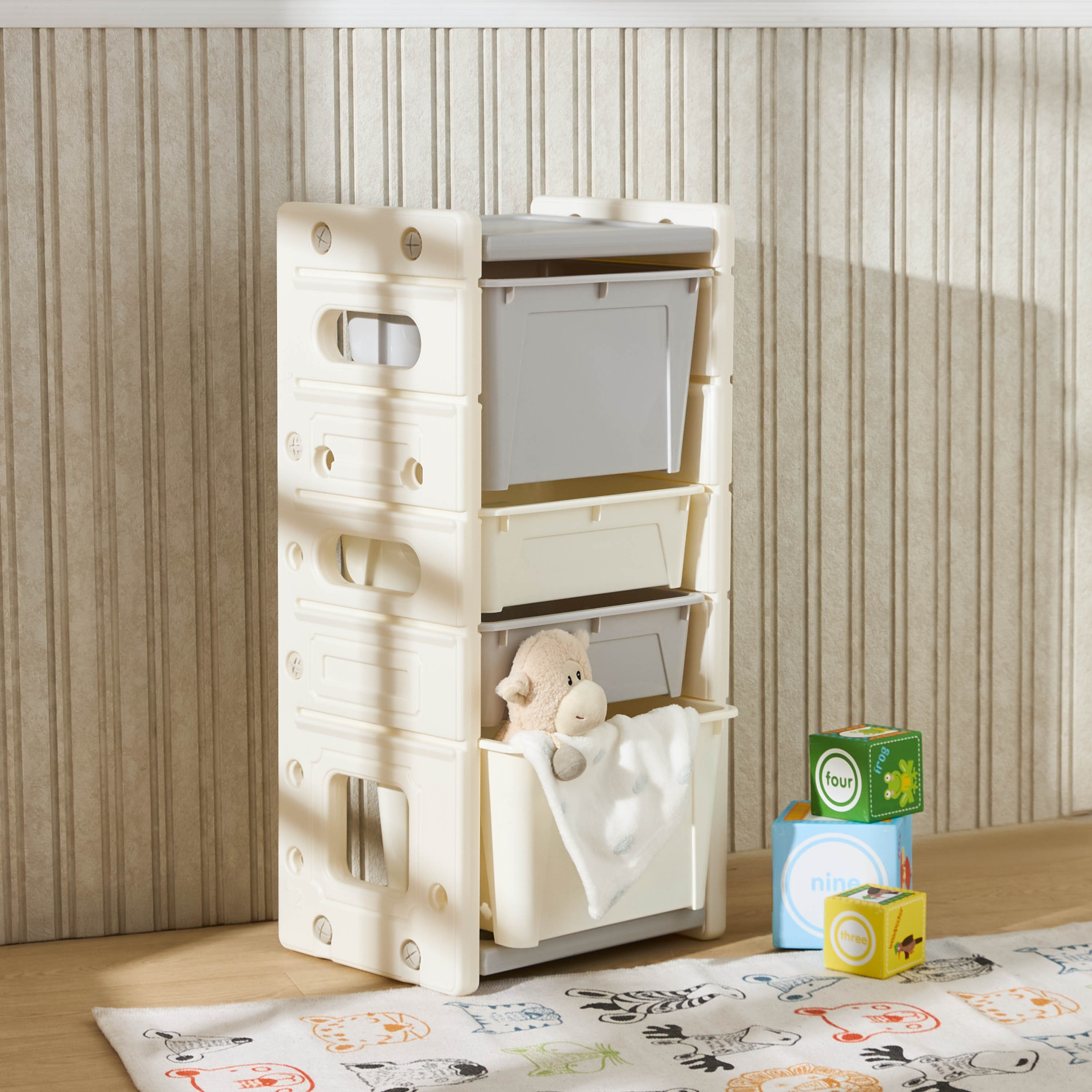 Little Bloomers Toy Storage Organiser with 4 Bins-baby-nursery-furniture-wardrobesandstorage-image-1