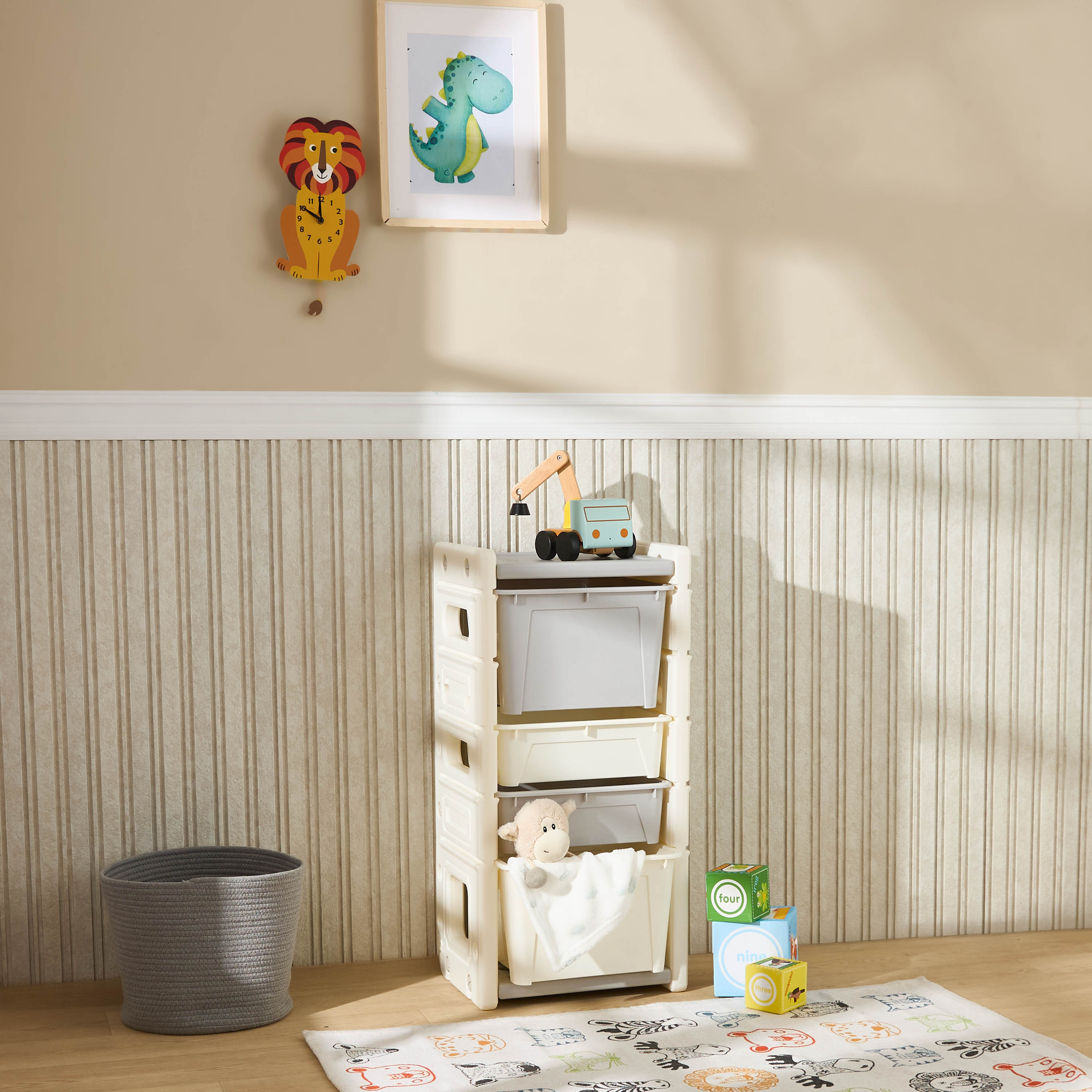 Little Bloomers Toy Storage Organiser with 4 Bins-baby-nursery-furniture-wardrobesandstorage-image-7