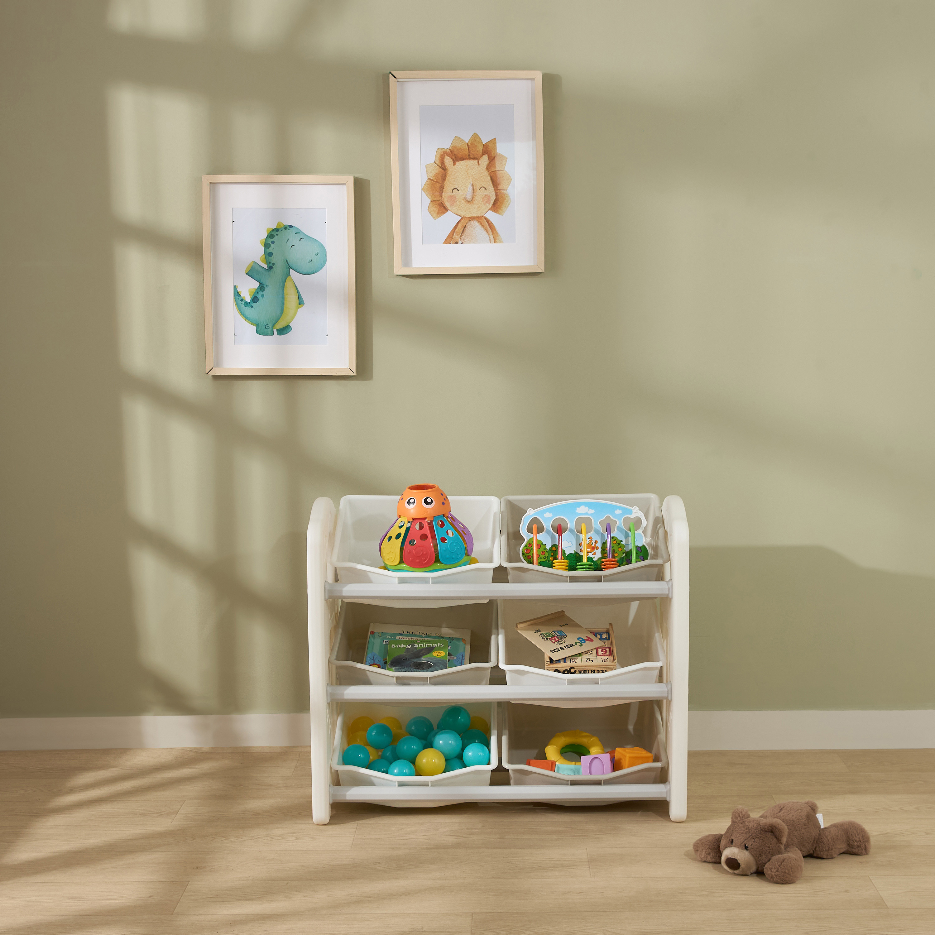 Little Bloomers Toy Storage Organiser with 6 Bins-baby-nursery-furniture-wardrobesandstorage-image-1