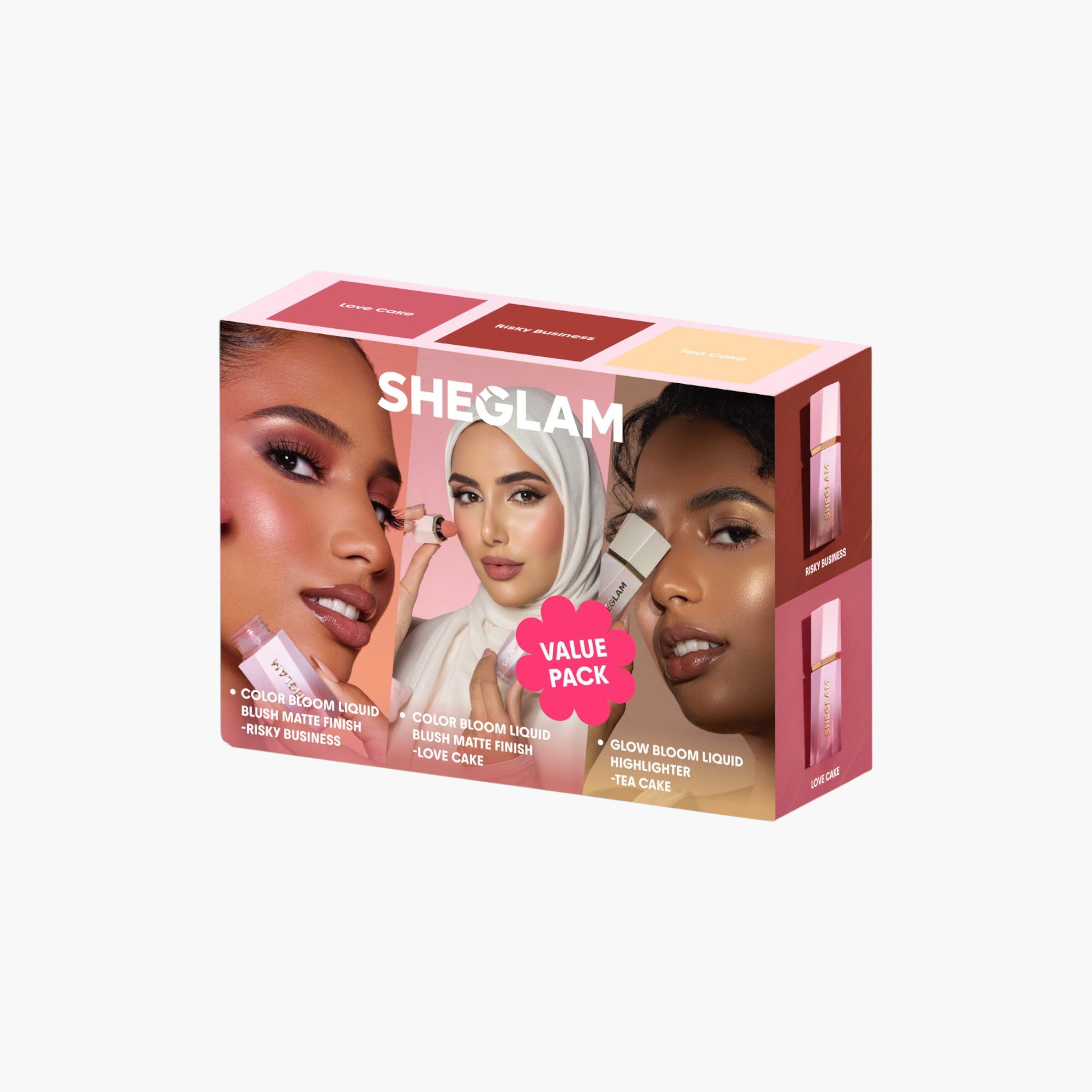 Sheglam Color Bloom Liquid Blush - Love Cake +  Sheglam Glow Bloom Liquid Highlighter - Tea Cake + Sheglam Glow Bloom Liquid Highlighter - Tea Cake-beautyandpersonalcare-giftsets-image-2