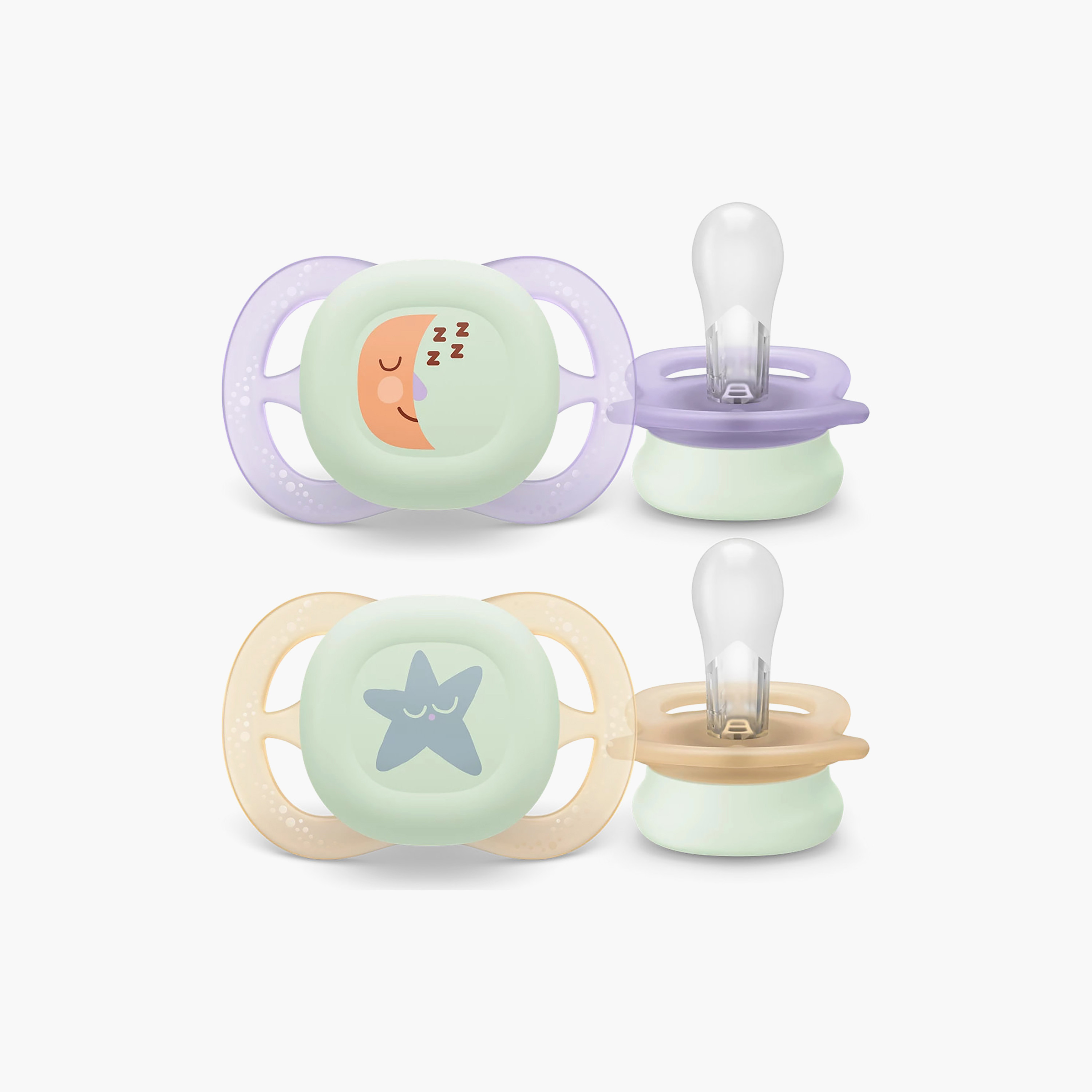 طقم لهاية ألترا ستارت نايت تايم بغطاء مضيء في الظلام قطعتين، من 0–2 شهر من فيليبس أفينت-baby-feeding-pacifiers-image-6