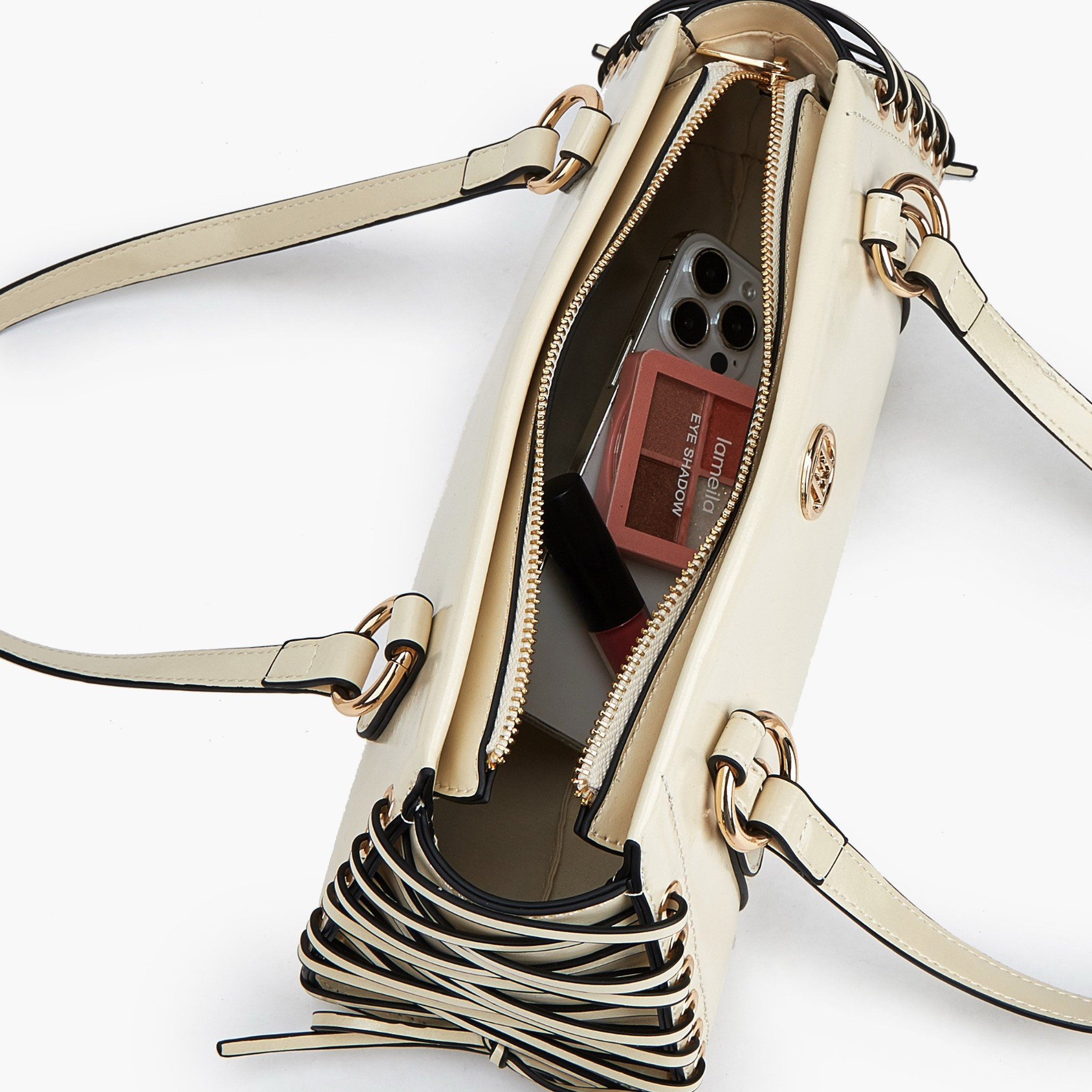 Elle Lace Detail Shoulder Bag with Double Handle-women-bagsandwallets-handbags-image-7
