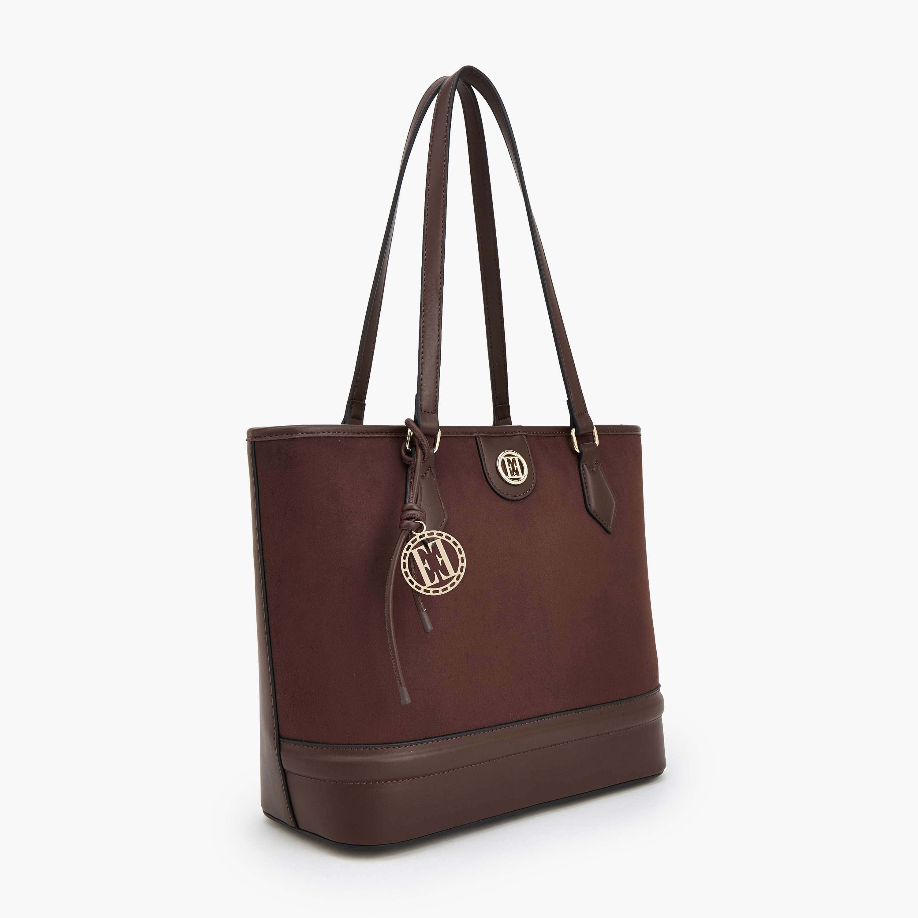 Elle Suede Textured Tote Bag with Dual Handle-women-bagsandwallets-handbags-image-2