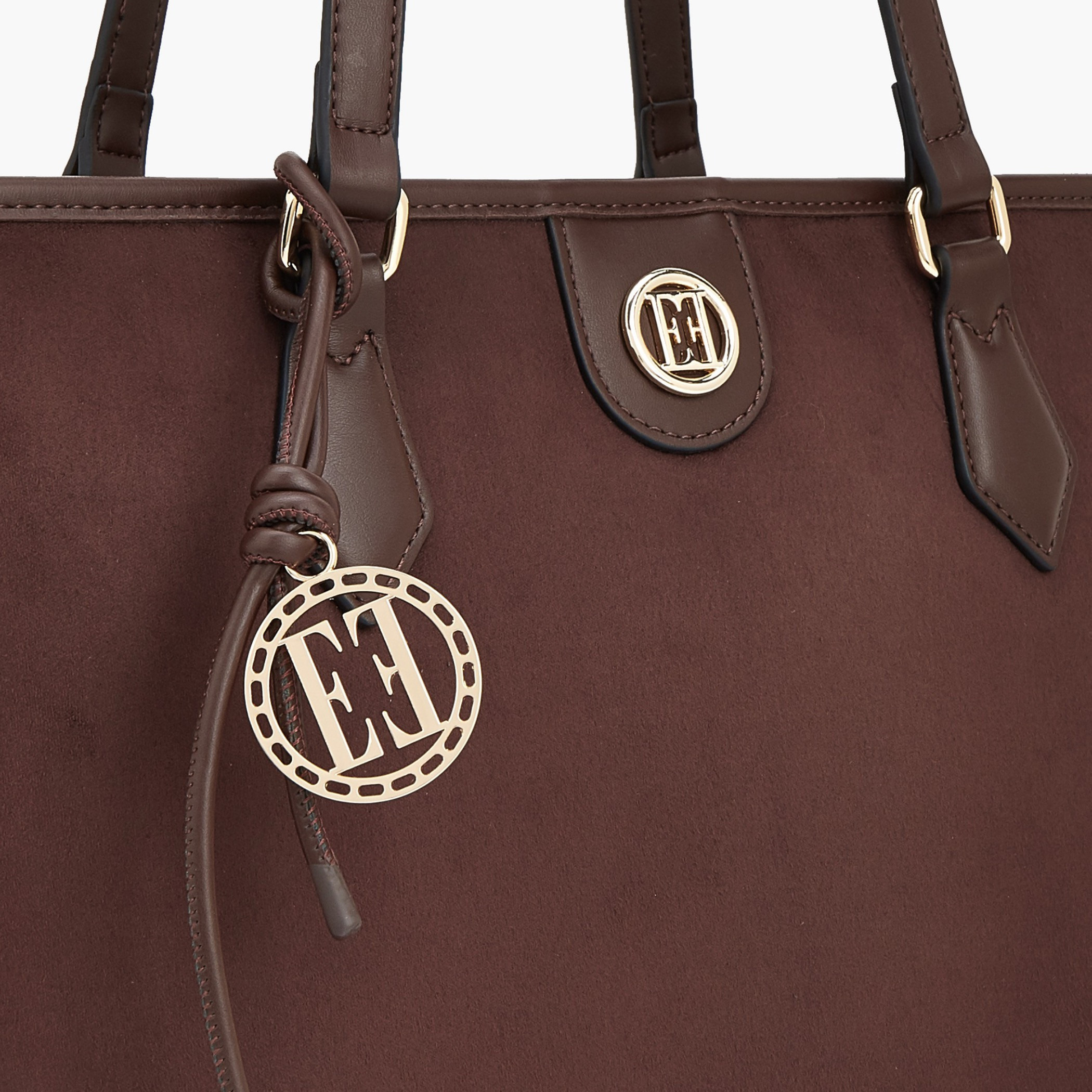 Elle Suede Textured Tote Bag with Dual Handle-women-bagsandwallets-handbags-image-3