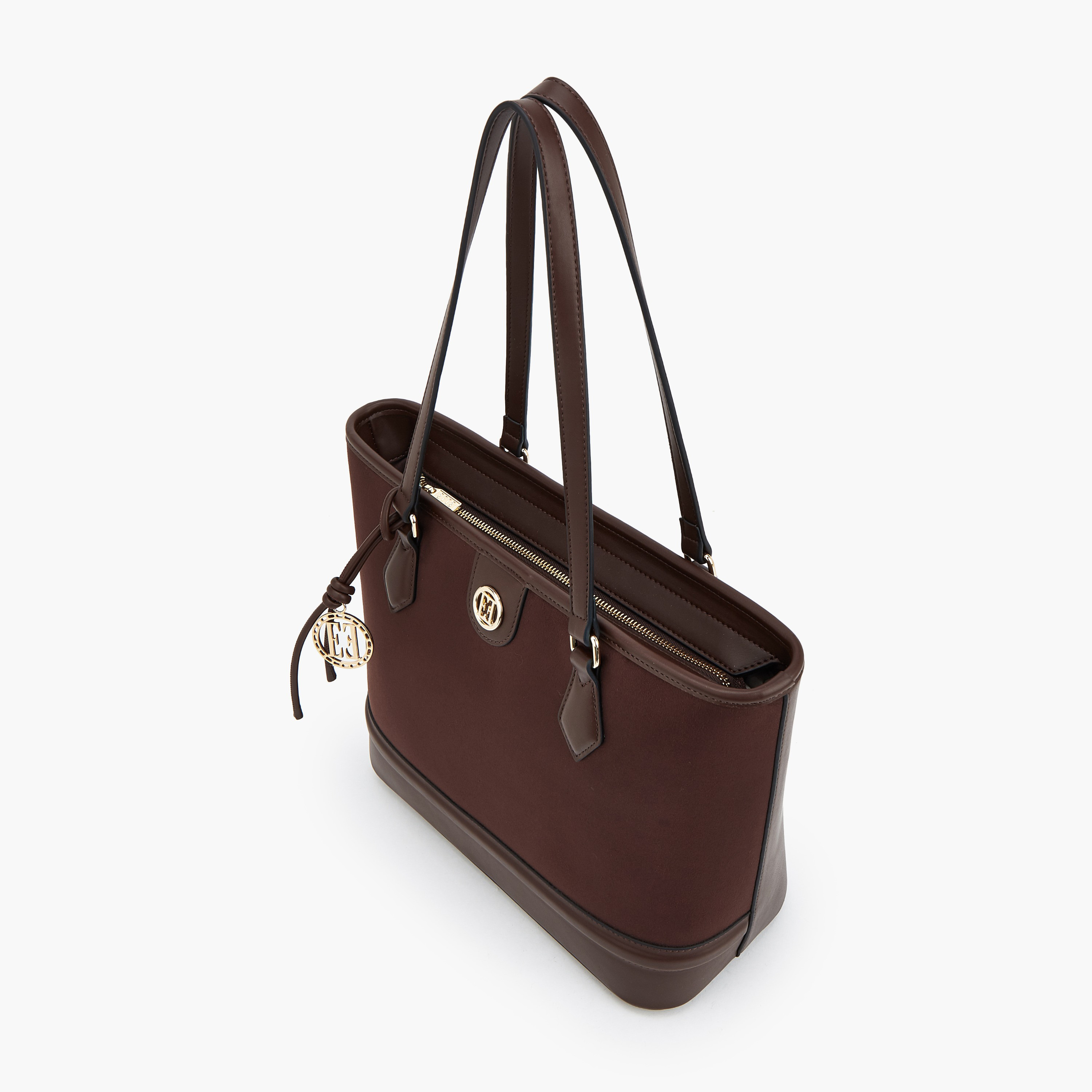 Elle Suede Textured Tote Bag with Dual Handle-women-bagsandwallets-handbags-image-5