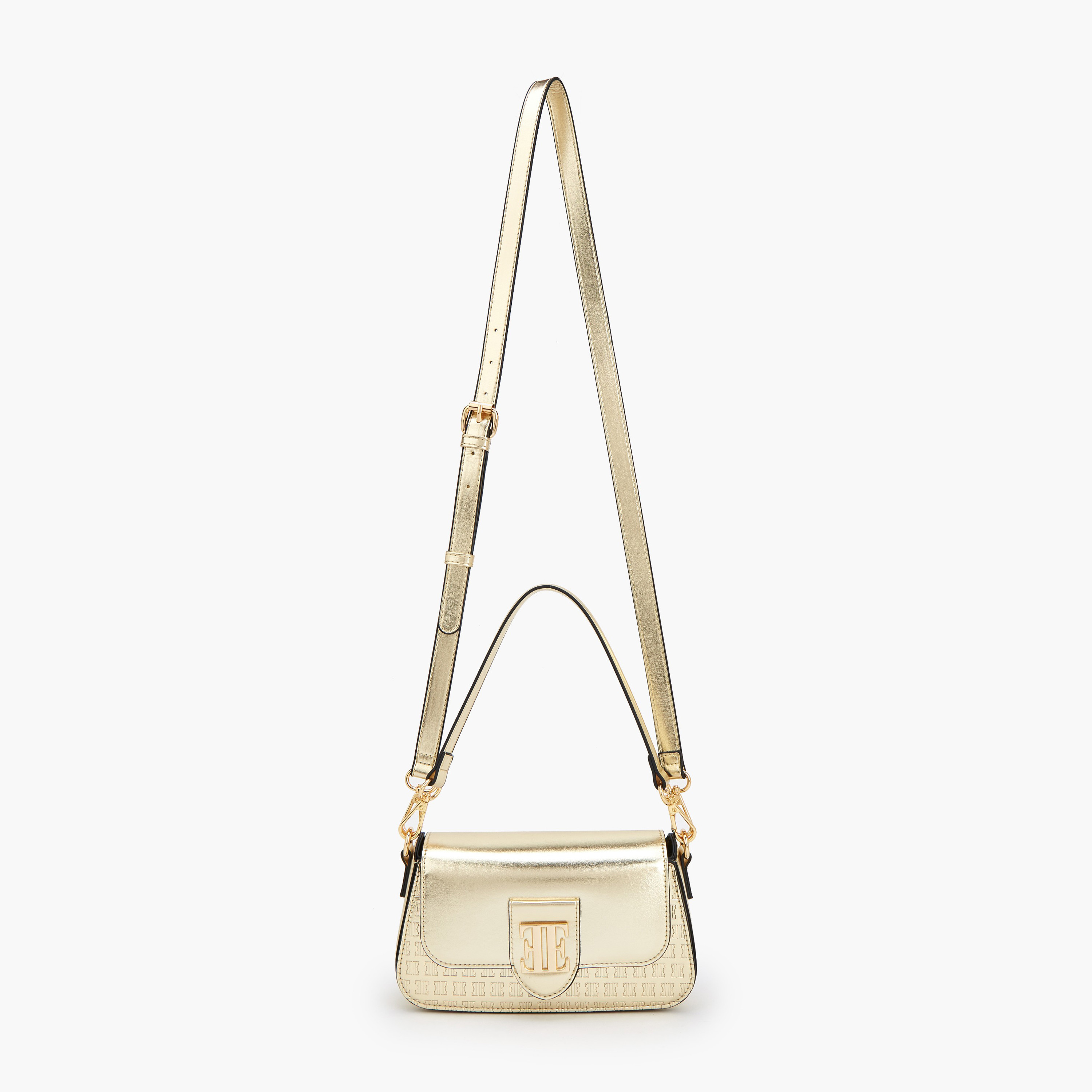 Elle Monogram Embossed Shoulder Bag with Adjustable Strap-women-bagsandwallets-handbags-image-2
