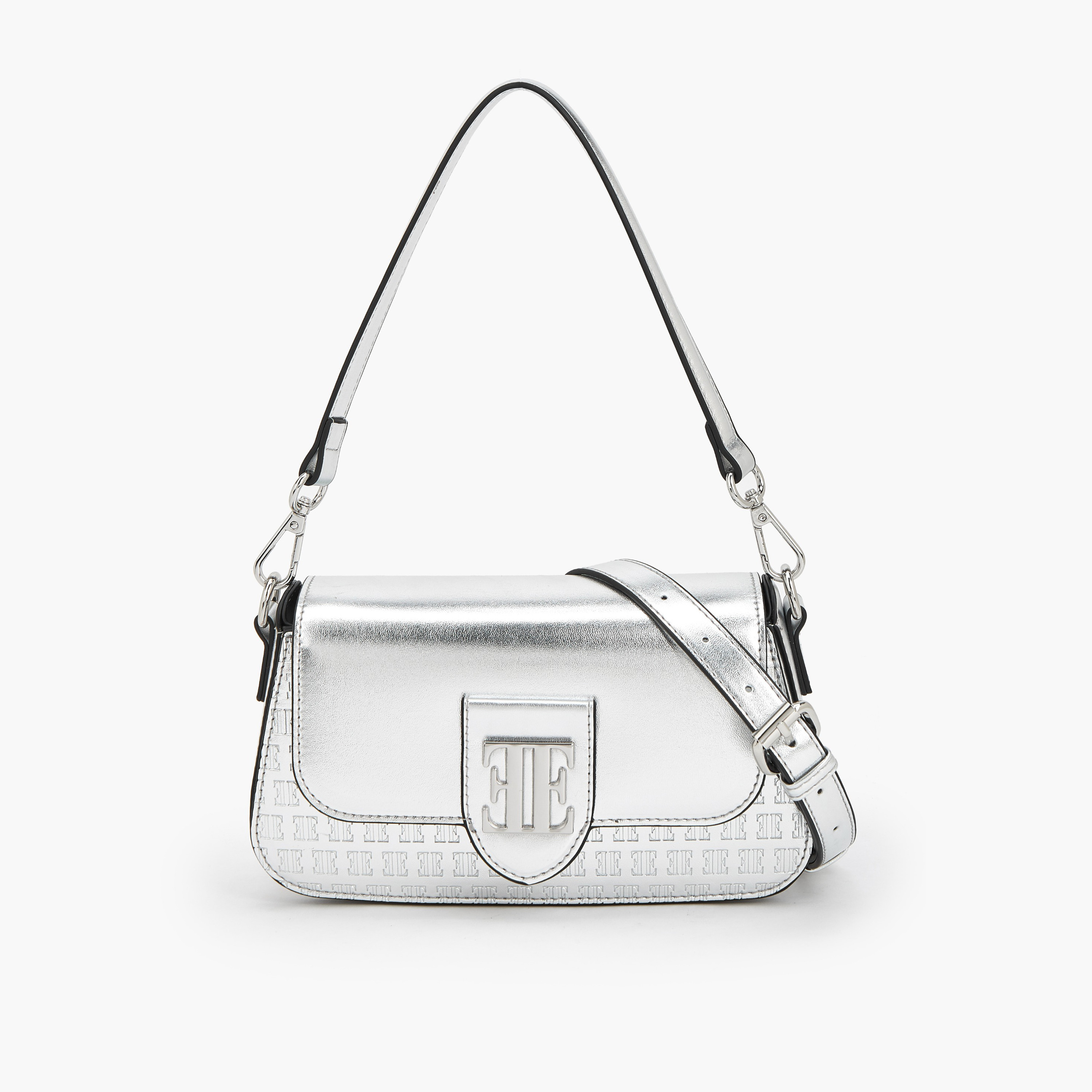 Elle Monogram Embossed Shoulder Bag with Adjustable Strap-women-bagsandwallets-handbags-image-1