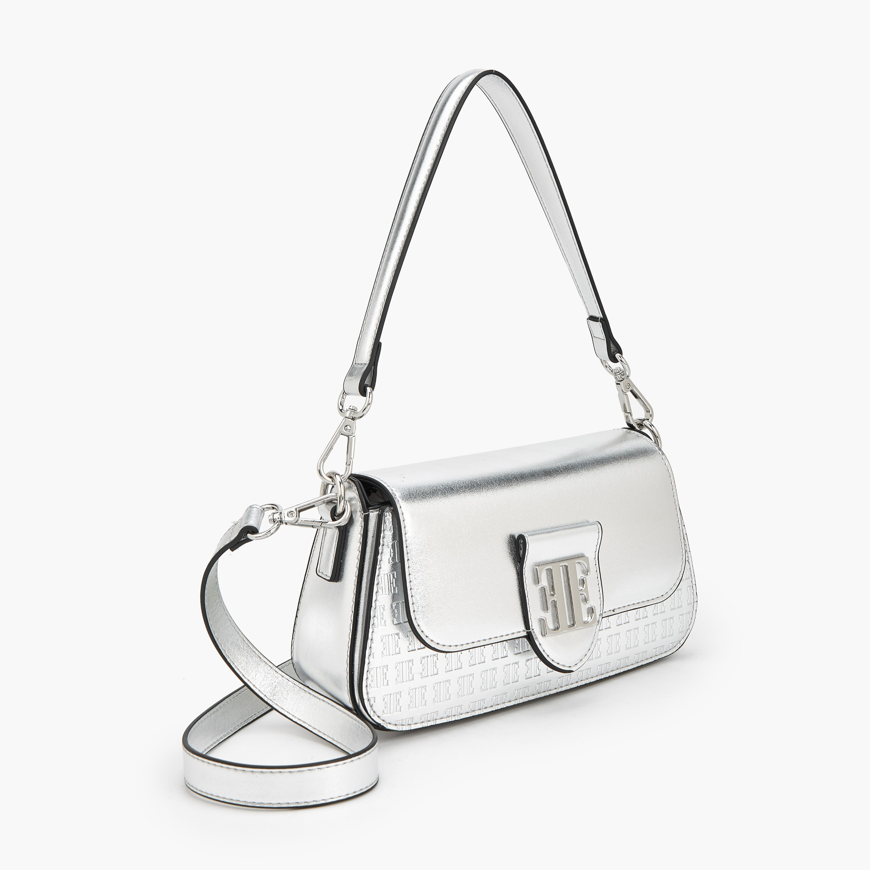 Elle Monogram Embossed Shoulder Bag with Adjustable Strap-women-bagsandwallets-handbags-image-3